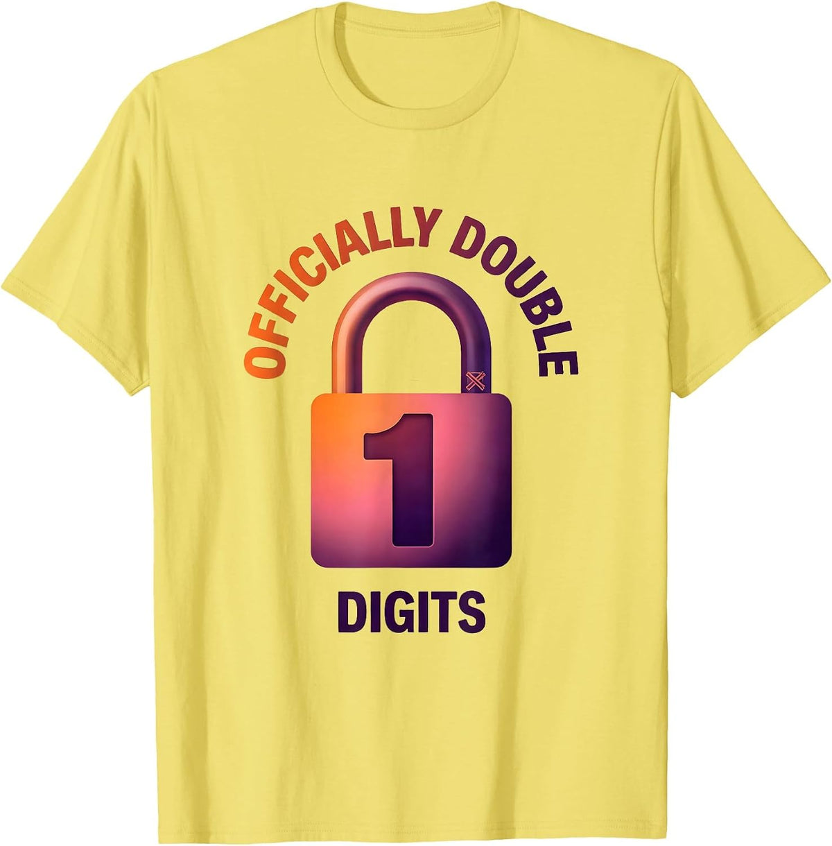 Men's Officially Double Digits Gradient Level Unlocked Gamer T-Shirt - Lemon Yellow