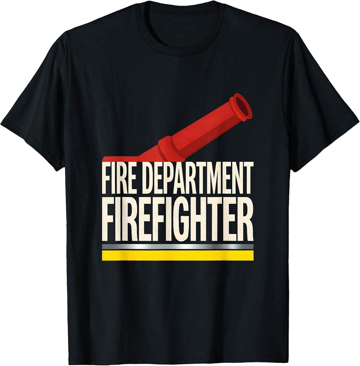 Men's FIRE DEPARTMENT FIREFIGHTER Stencil Graphic Fireman Costume T-Shirt - Black