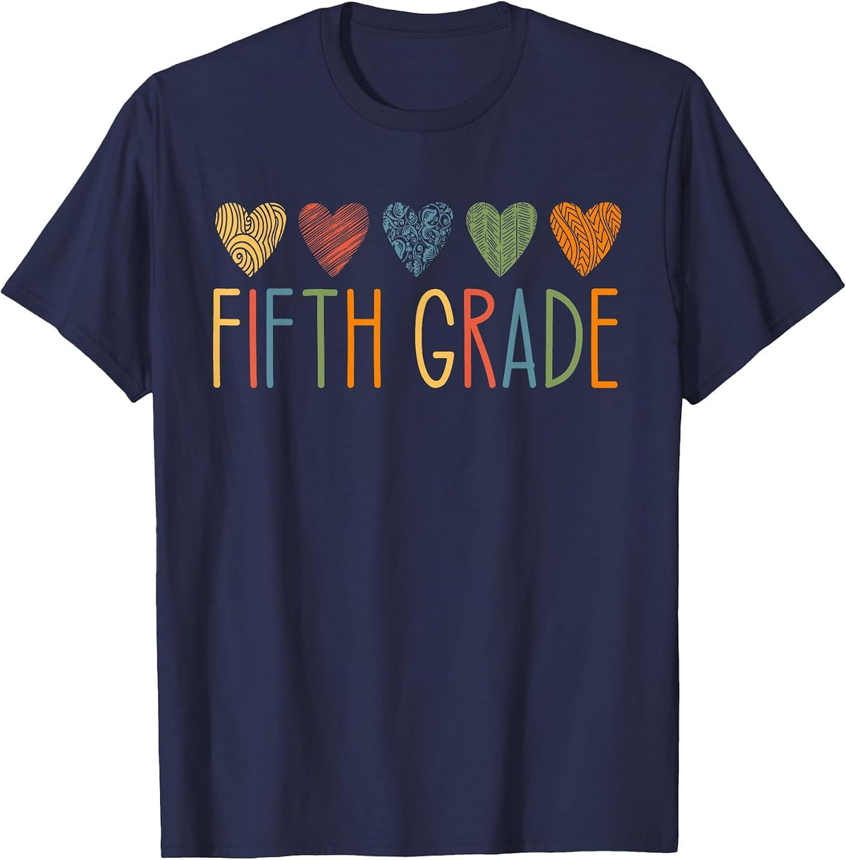 Fifth Grade Teacher Life 5th Grade Back to School Heart Love T-Shirt - Navy Blue