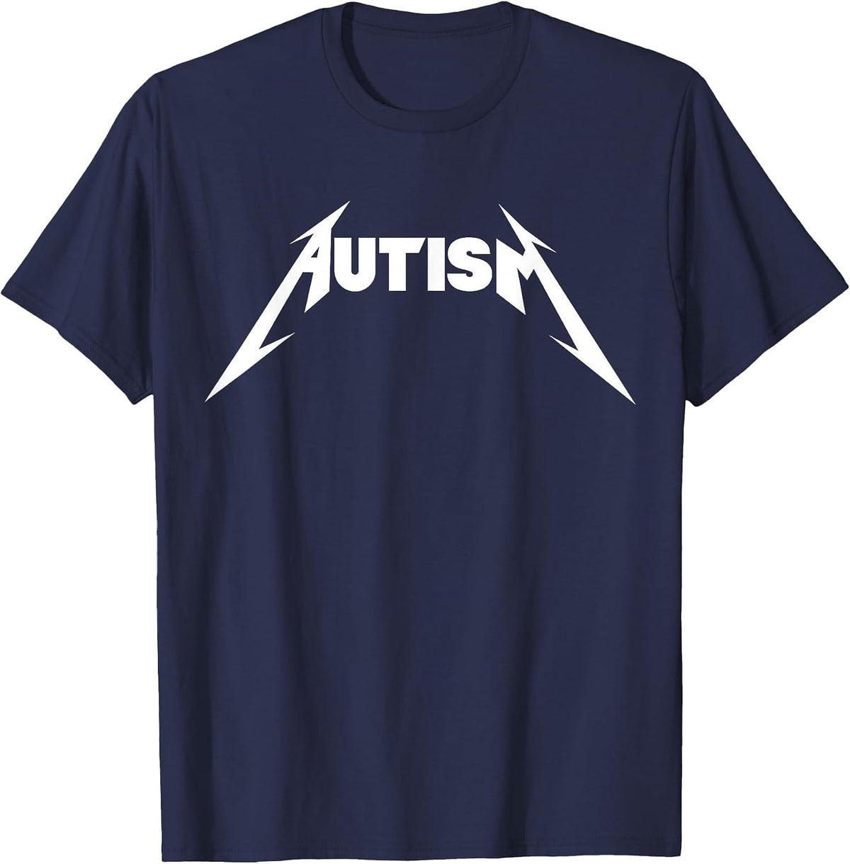Funny Design Autism Skeleton Meme Metal Rock for Men Women T-Shirt - Navy Blue