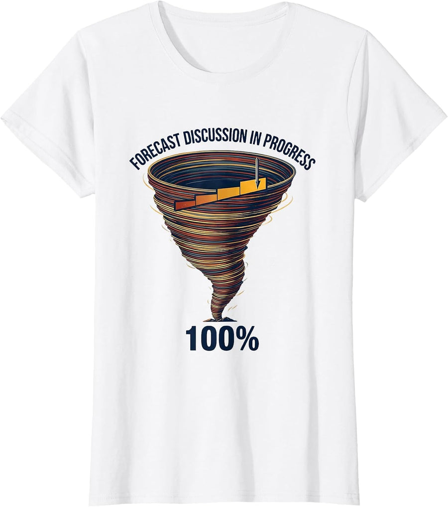 Women's Forecast Discussion In Progress: 100% Bold Storm Chaser T-Shirt - White