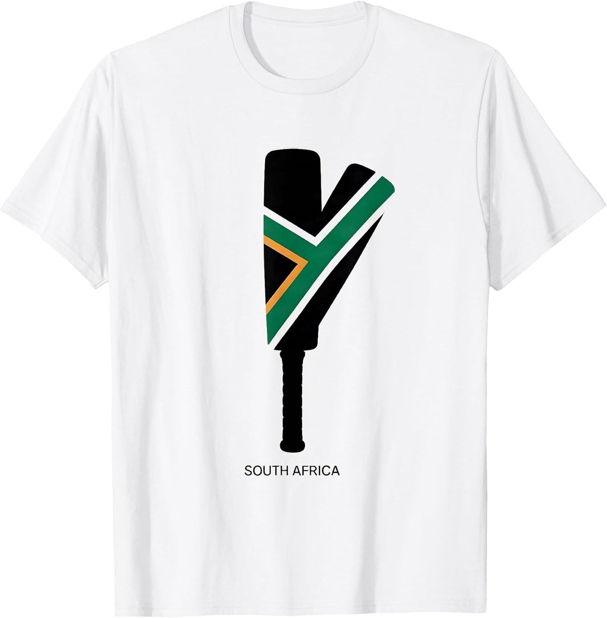 Men's South Africa Cricket Bat Silhouette National Pride T-Shirt - White