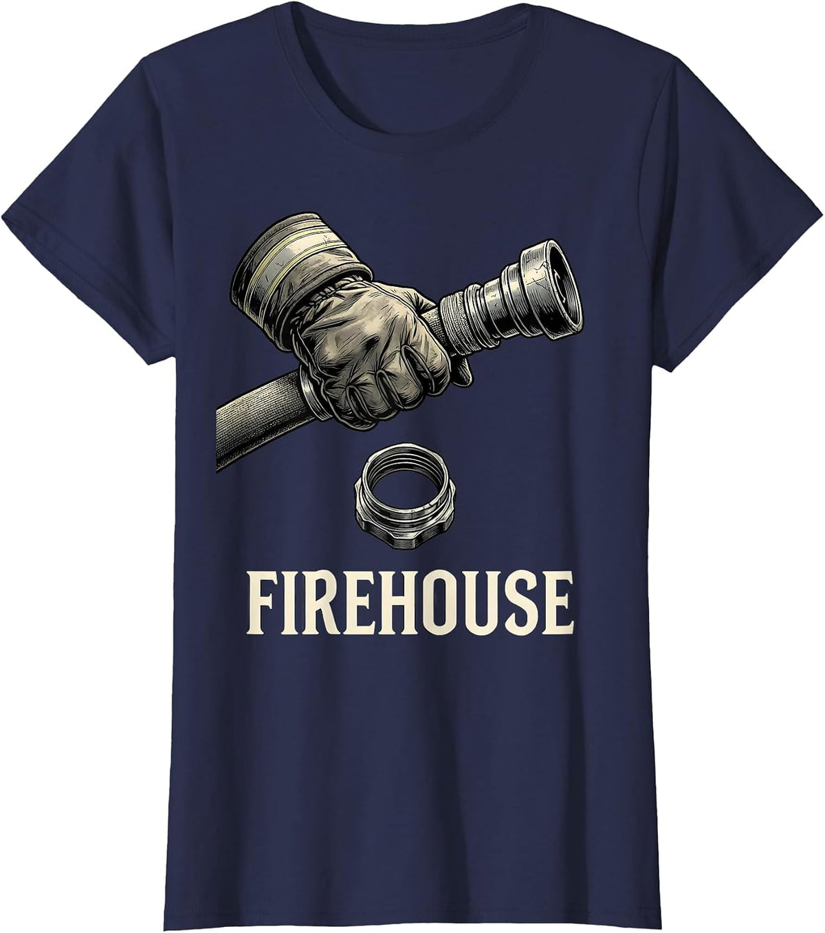 Women's FIREHOUSE Monochromatic Firefighter Pride Crew Memorial T-Shirt - Navy Blue
