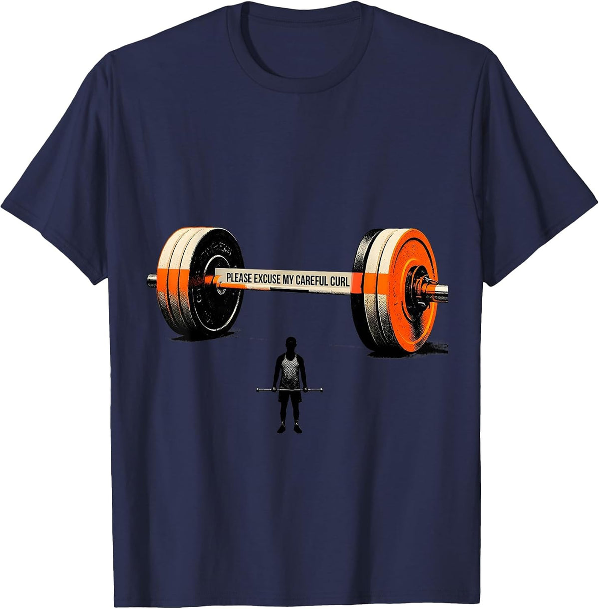 Men's Please Excuse My Careful Curl Funny Gym Workout T-Shirt - Navy Blue