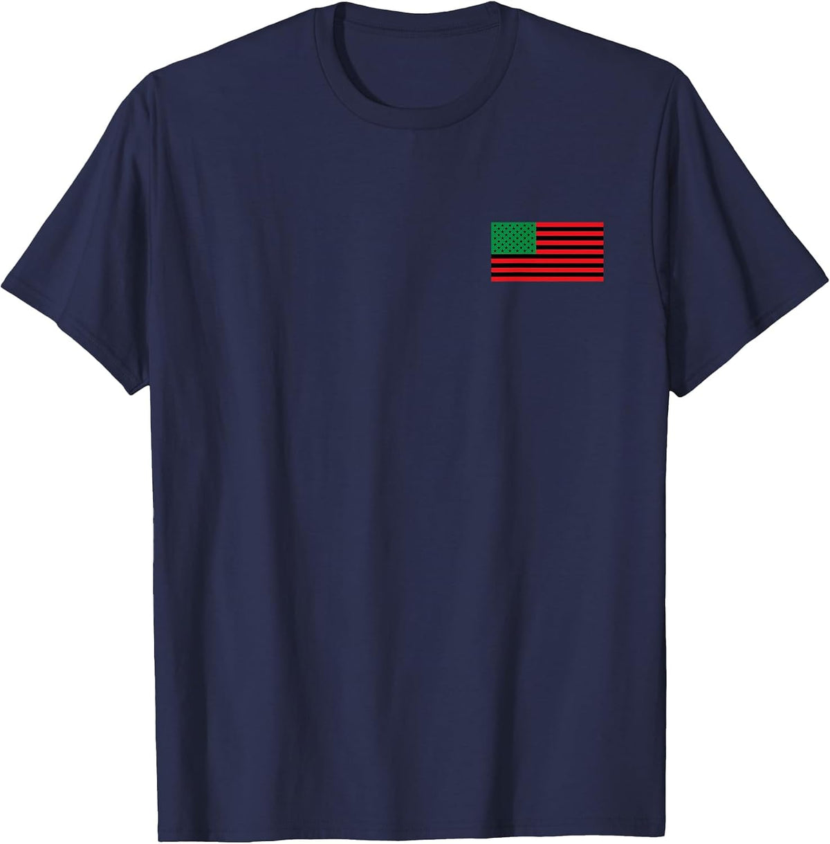 Pan African USA American Flag Black Liberation Pride T-Shirt - Navy Blue