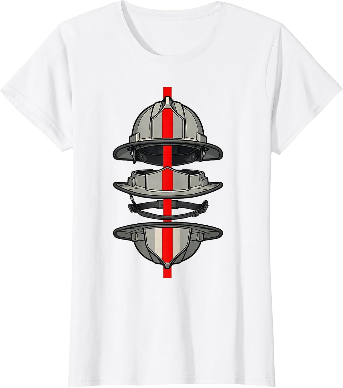 Exploded Turnout Helmet Firefighter Tribute Gift T-Shirt - White