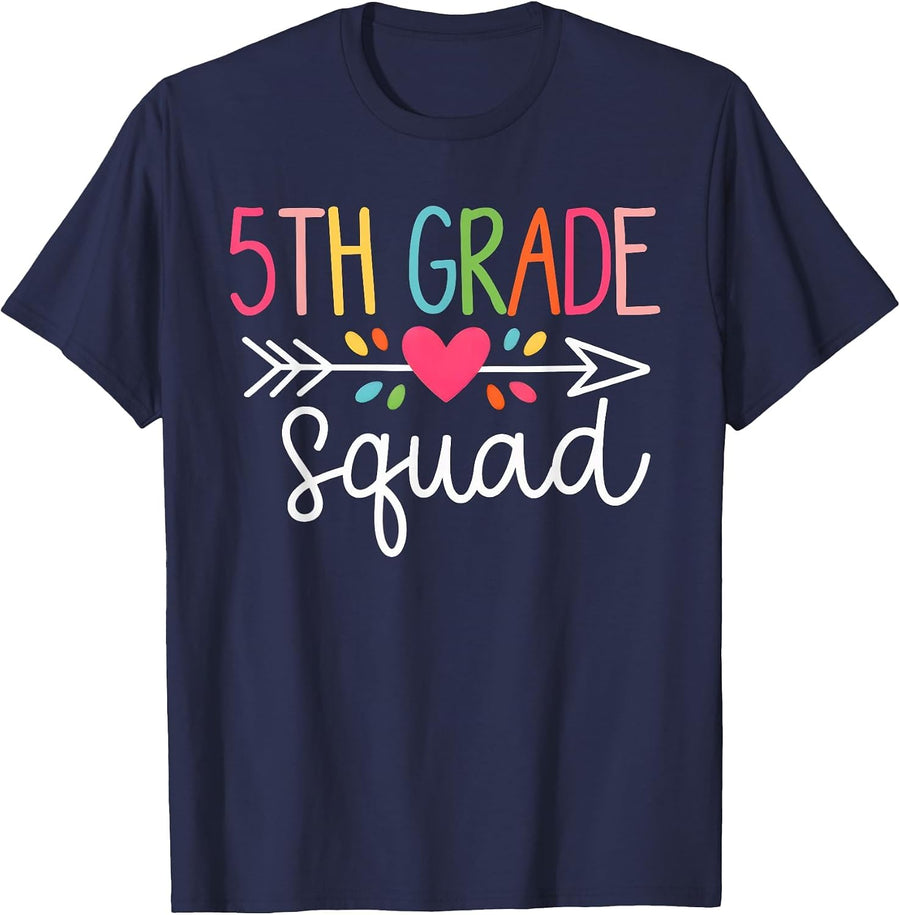 5th Grade Squad Teacher Student Fifth Grade Back to School T-Shirt - Navy Blue
