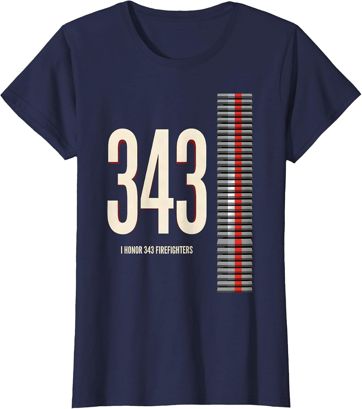 Women's I Honor 343 Firefighters Patriotic Tribute September 11 T-Shirt - Navy Blue