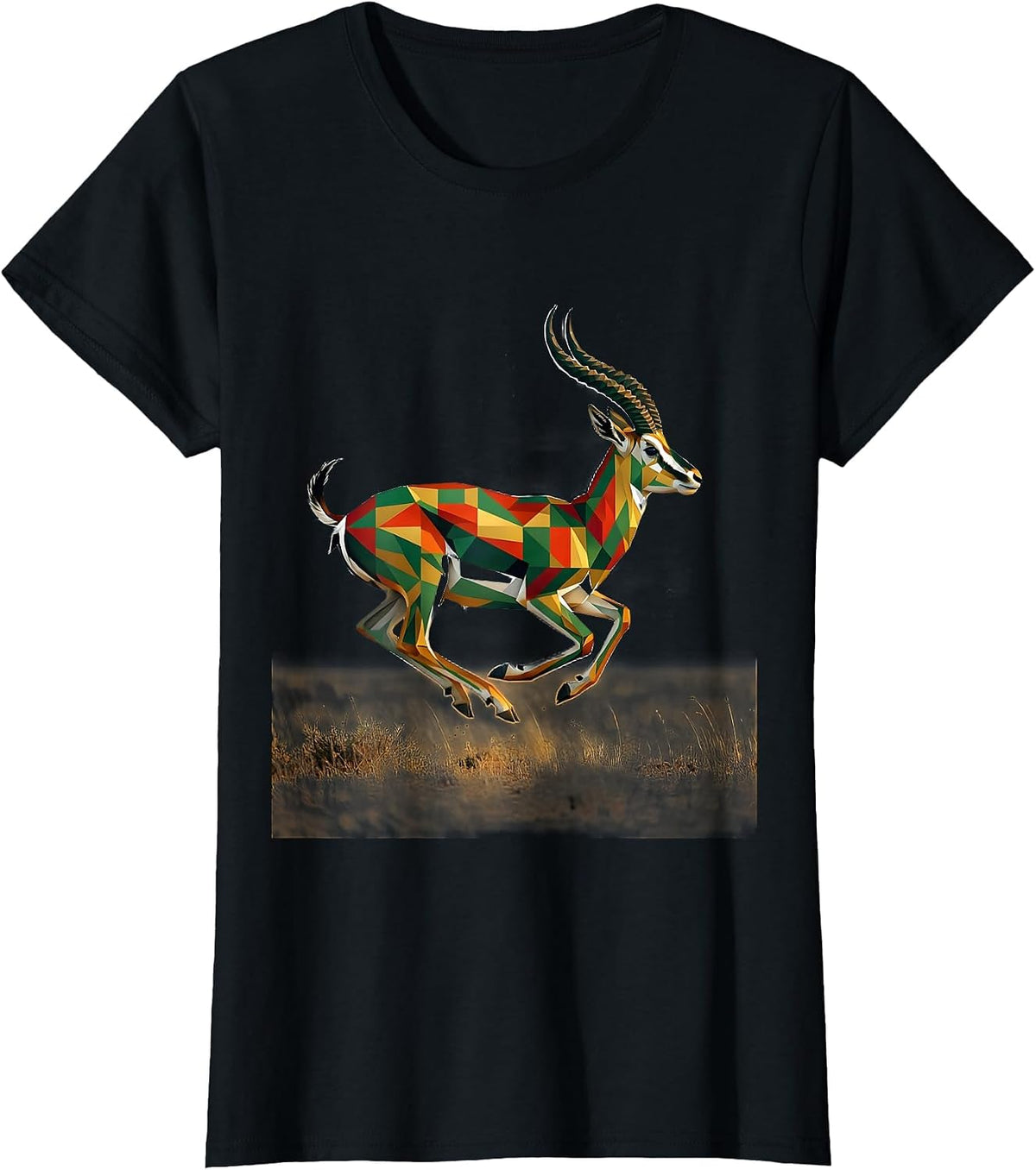 Women's Springbok Geometric South African Rugby Fan National Pride T-Shirt - Black