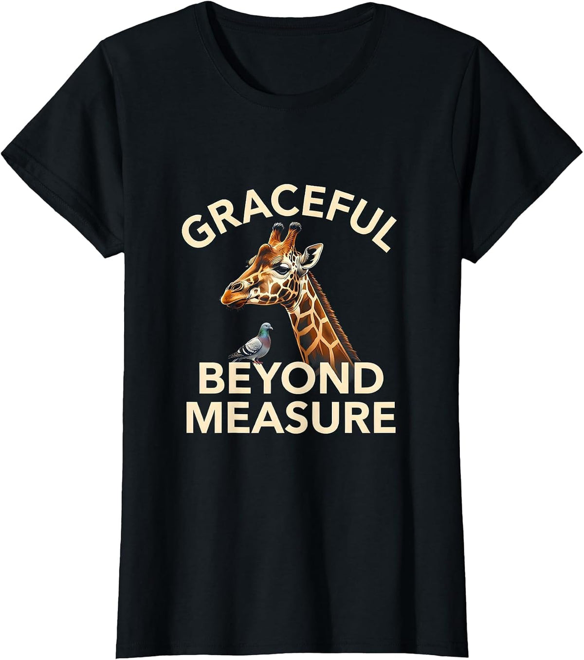 Graceful Beyond Measure Giraffe Design T-Shirt - Black