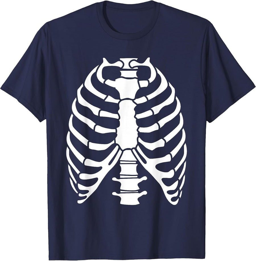 Skeleton Rib Cage Ribcage Halloween Costume T-Shirt - Navy Blue