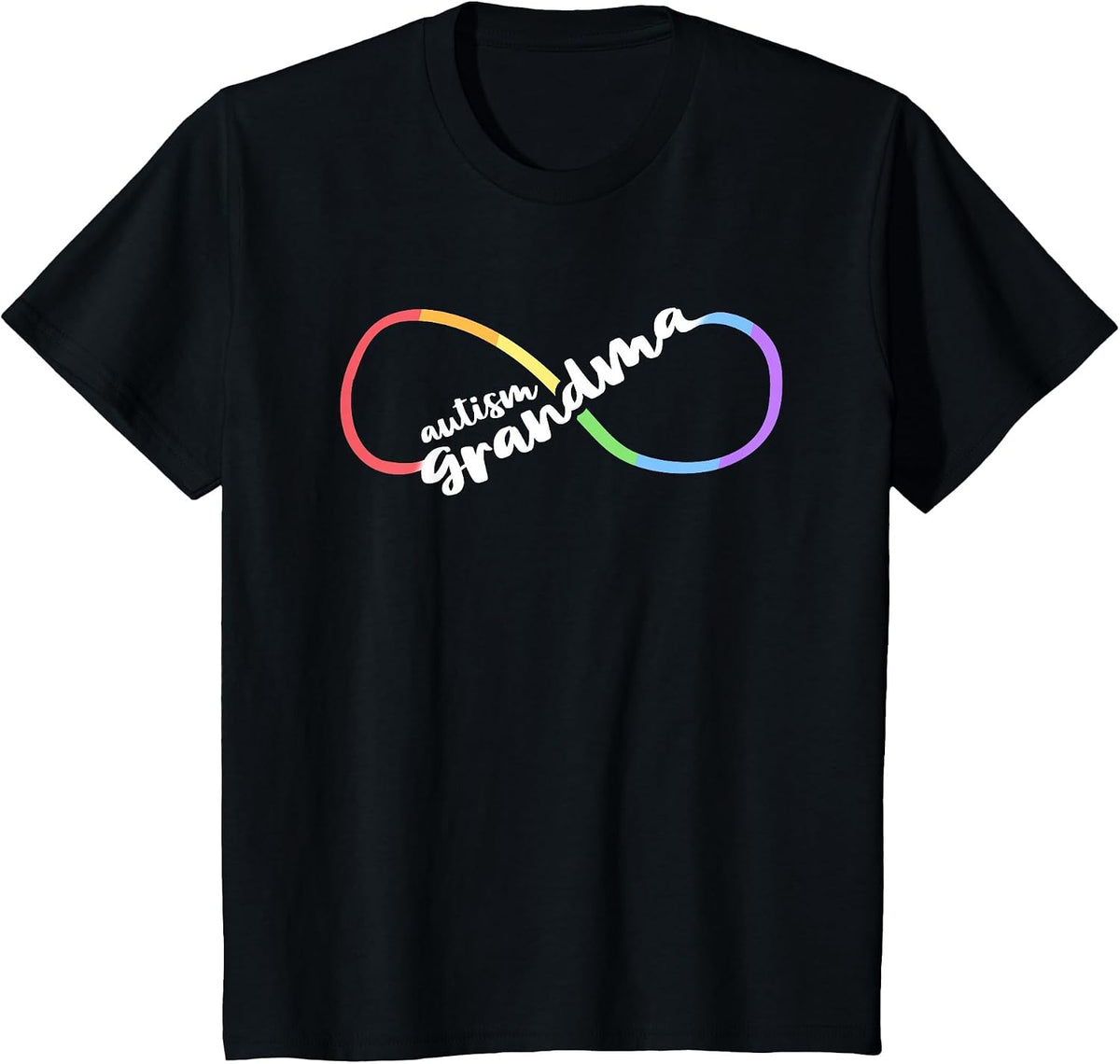 Family Autism Awareness Symbol for Grandma Rainbow T-Shirt - Black