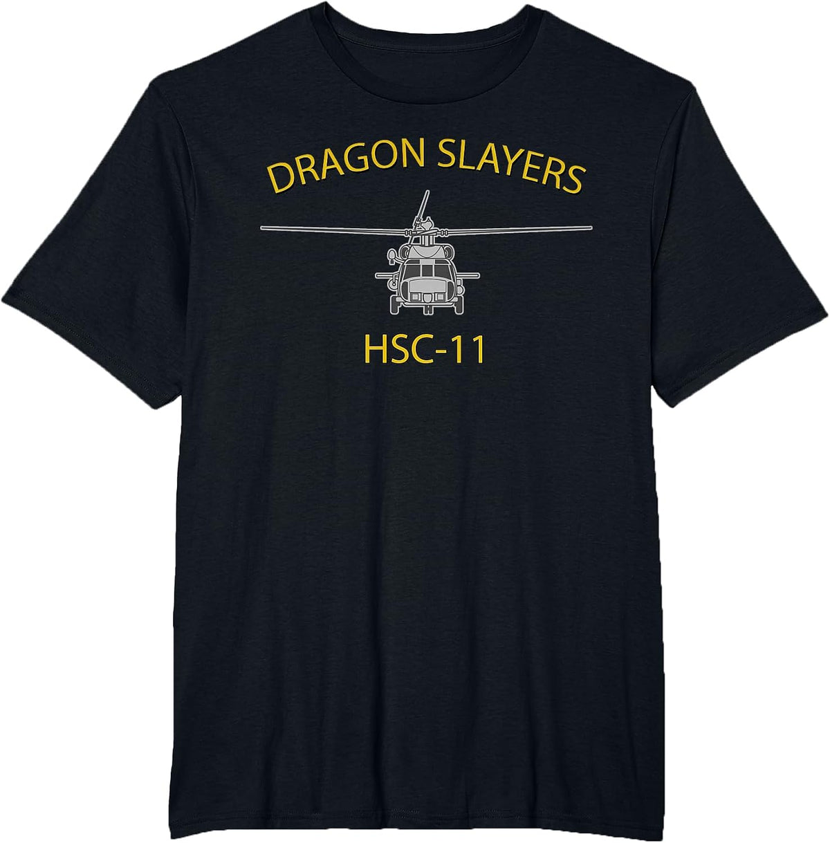 HSC-11 Dragon Slayers Helicopter Squadron MH-60 Sea Hawk Tee T-Shirt - Black