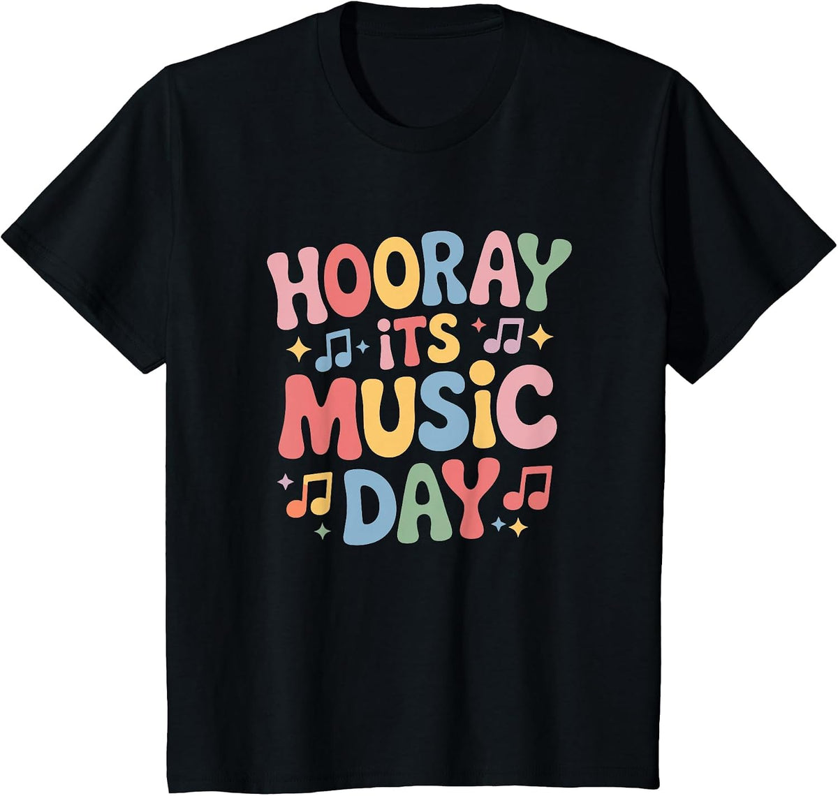 Hooray Its Music Day, Singing Instrument Music Teacher T-Shirt - Black