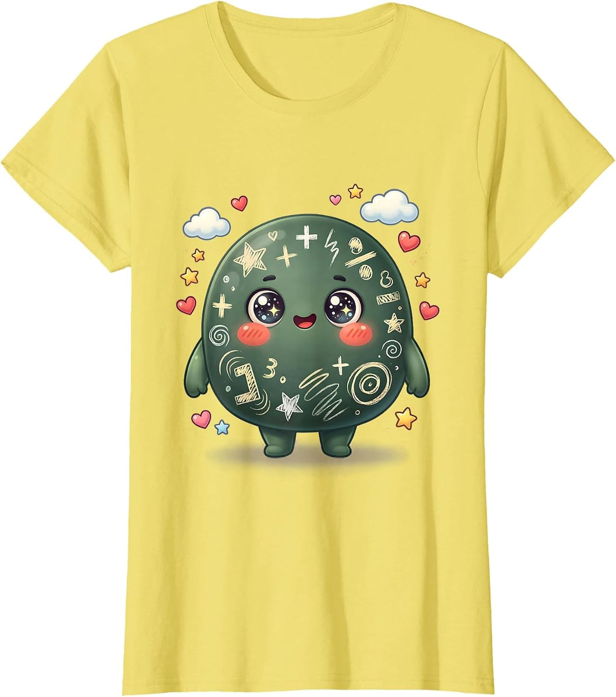 Math Teacher Chalkboard Equations Graphic T-Shirt - Lemon Yellow