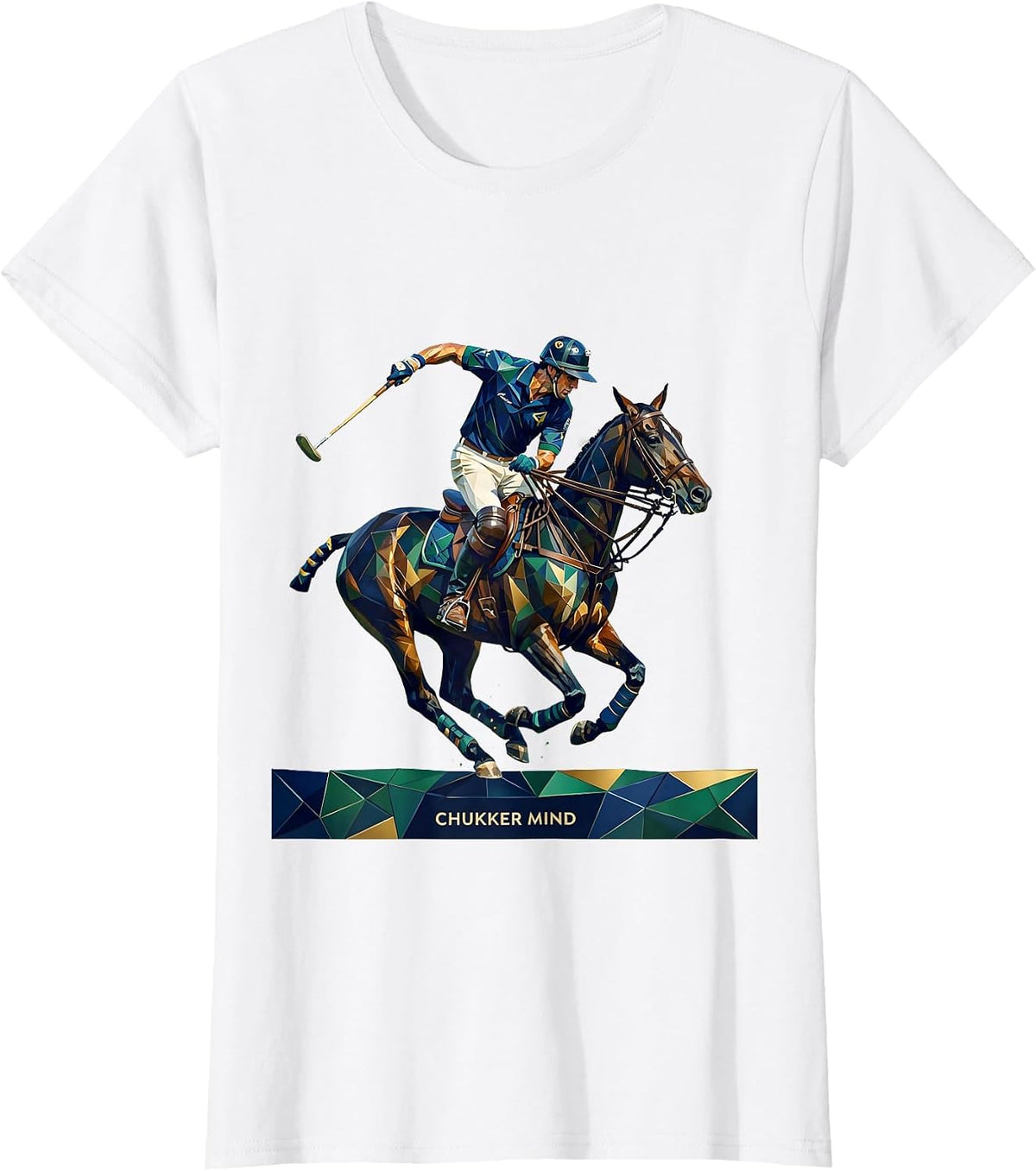 Chukker Mind Retro Polo Player Equestrian Sport Fan T-Shirt - White