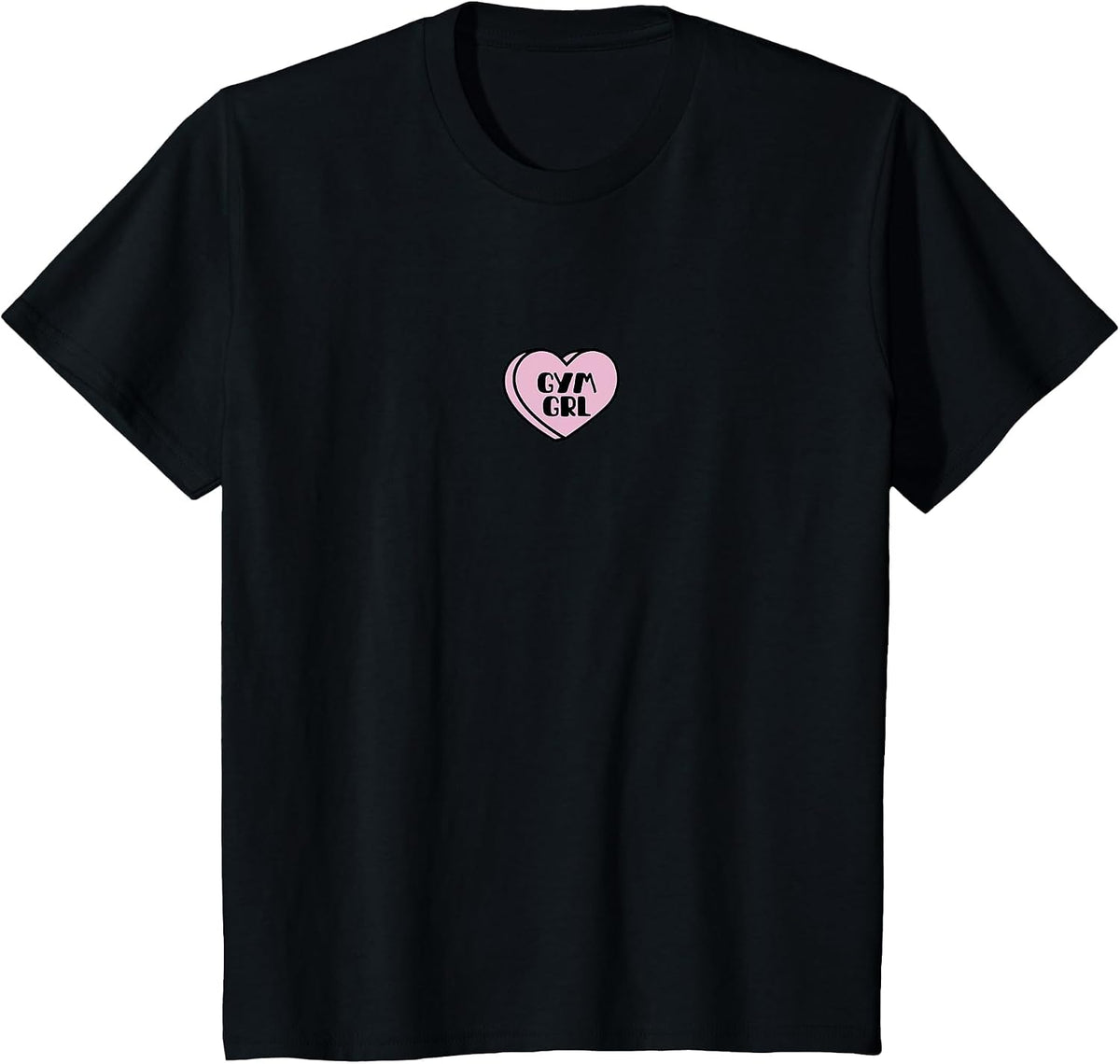 Gym GRL Love Heart Valentines Candy Funny Workout Gymnastics T-Shirt - Black