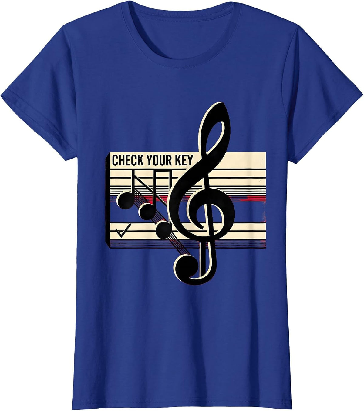 Women's Check Your Key Funny Music Teacher Gift Idea T-Shirt - Royal Blue