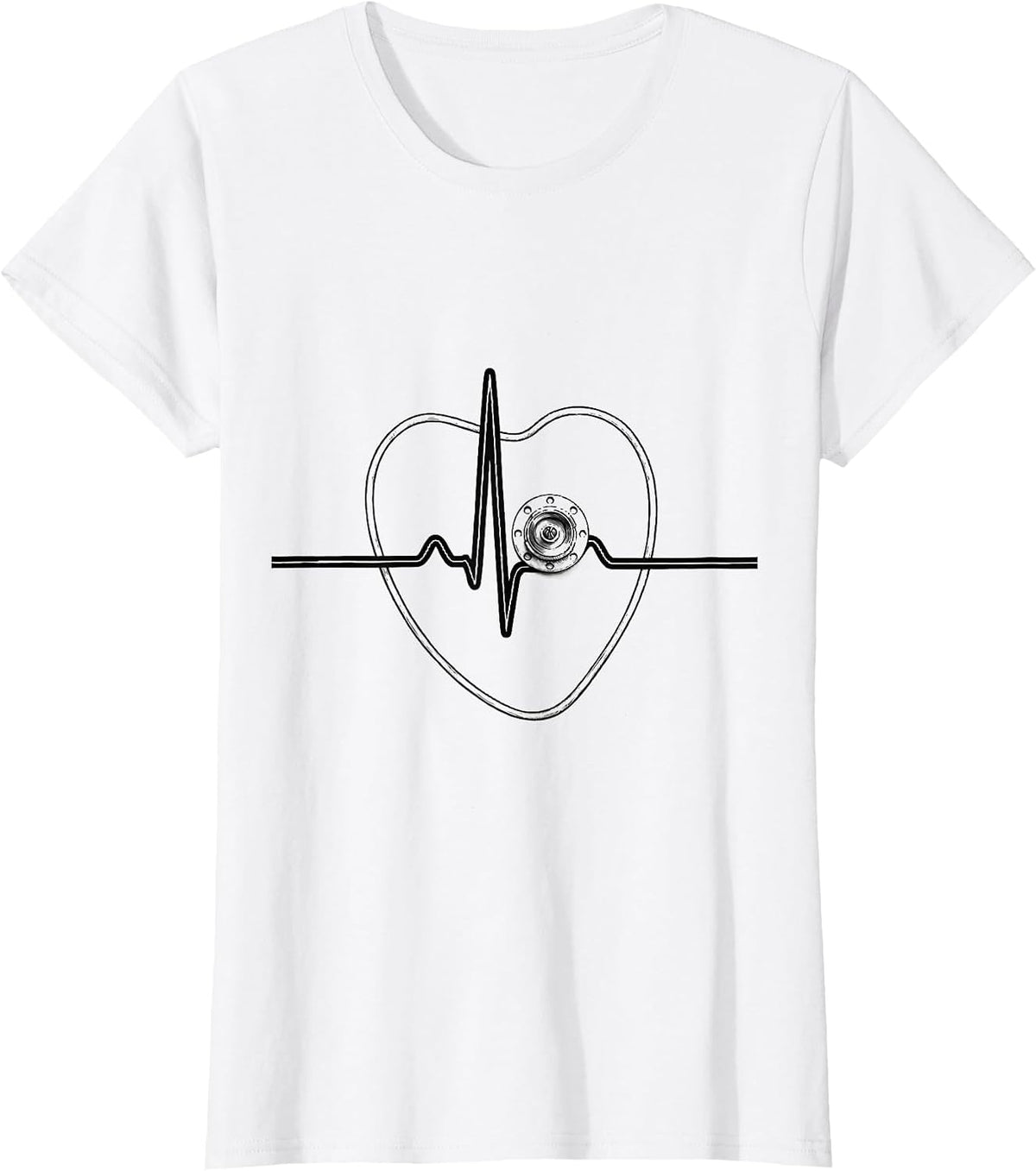 Cardiac Trace Valve Line Art Heart Survivor Humor T-Shirt - White