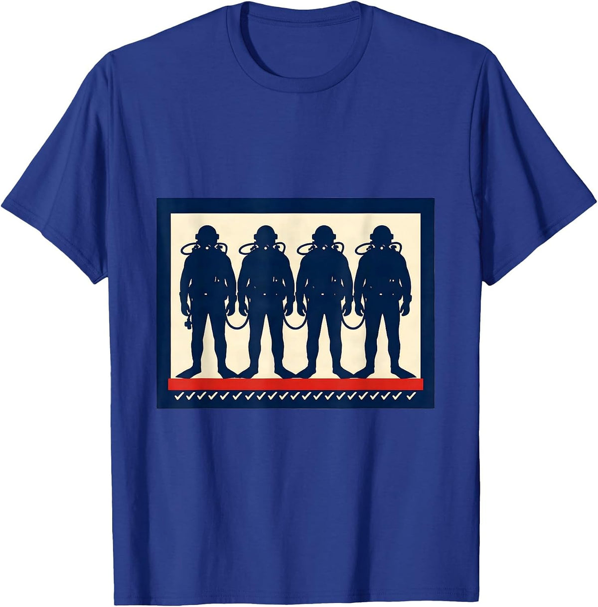 Buddy Divers Panel Screenprint Poster Scuba Diving Humor T-Shirt - Royal Blue