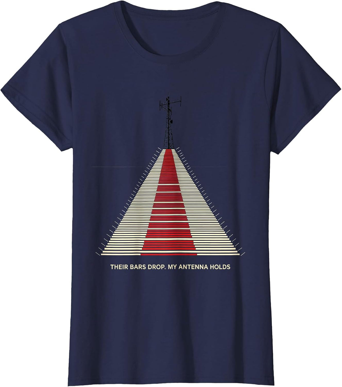 Women's Their Bars Drop My Antenna Holds Funny Ham Radio Operator T-Shirt - Navy Blue