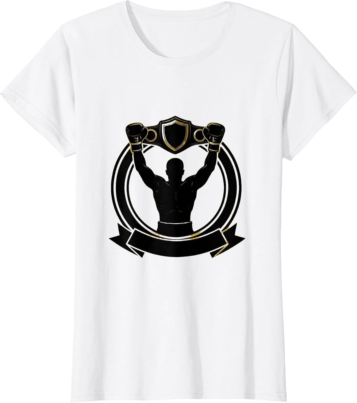 Women's Heavyweight Champion Belt Raise Boxing Graphic T-Shirt - White