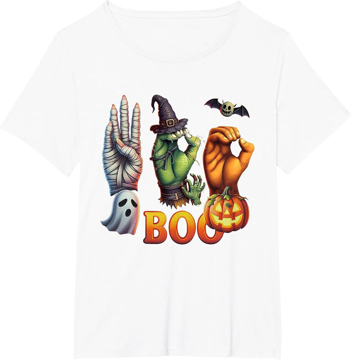 Boo Hands American Sign Language Pride ASL Halloween Witch T-Shirt - White