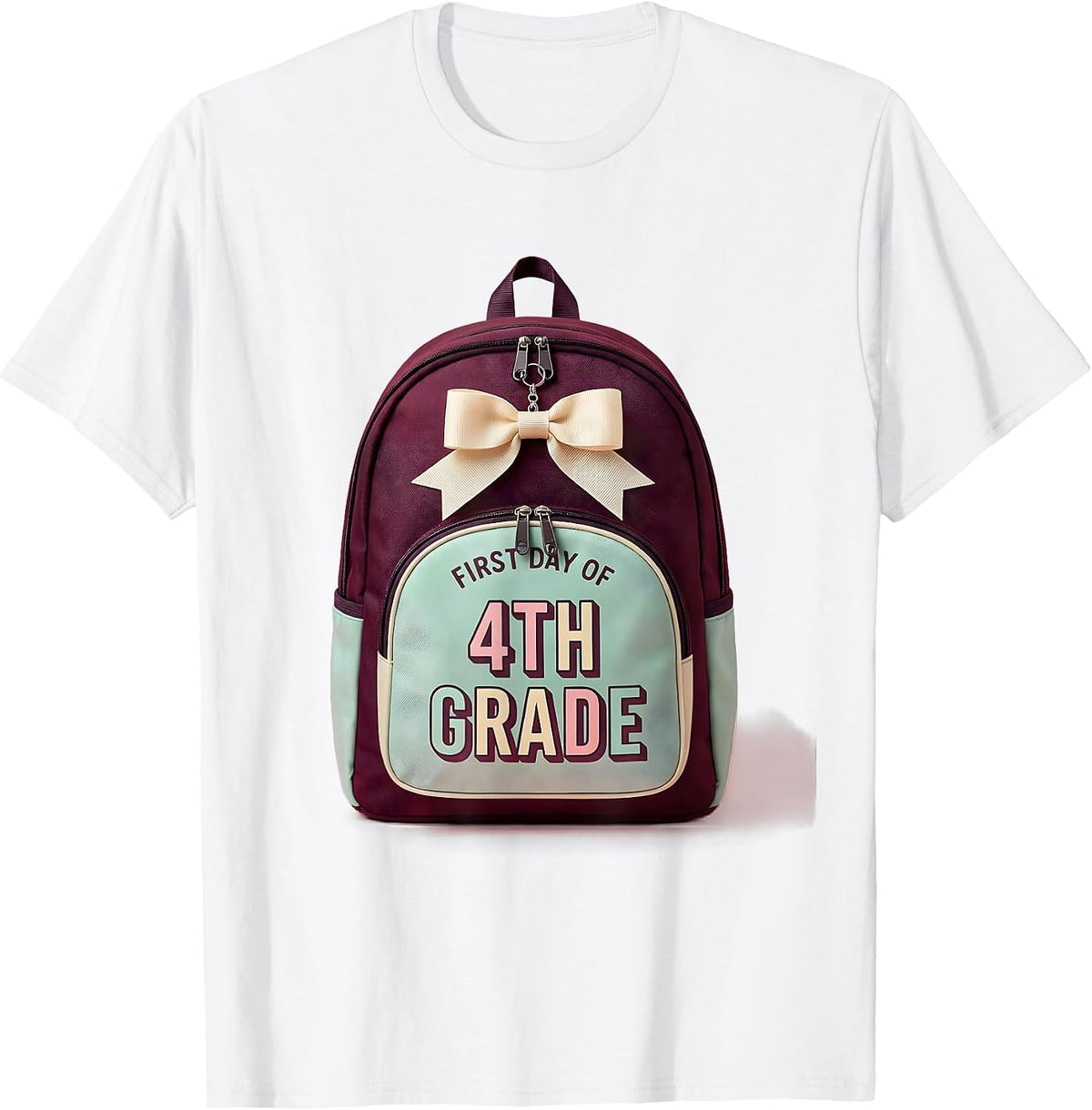 Men's First Day Of 4th Grade Coquette Bow Back To School Girl T-Shirt - White