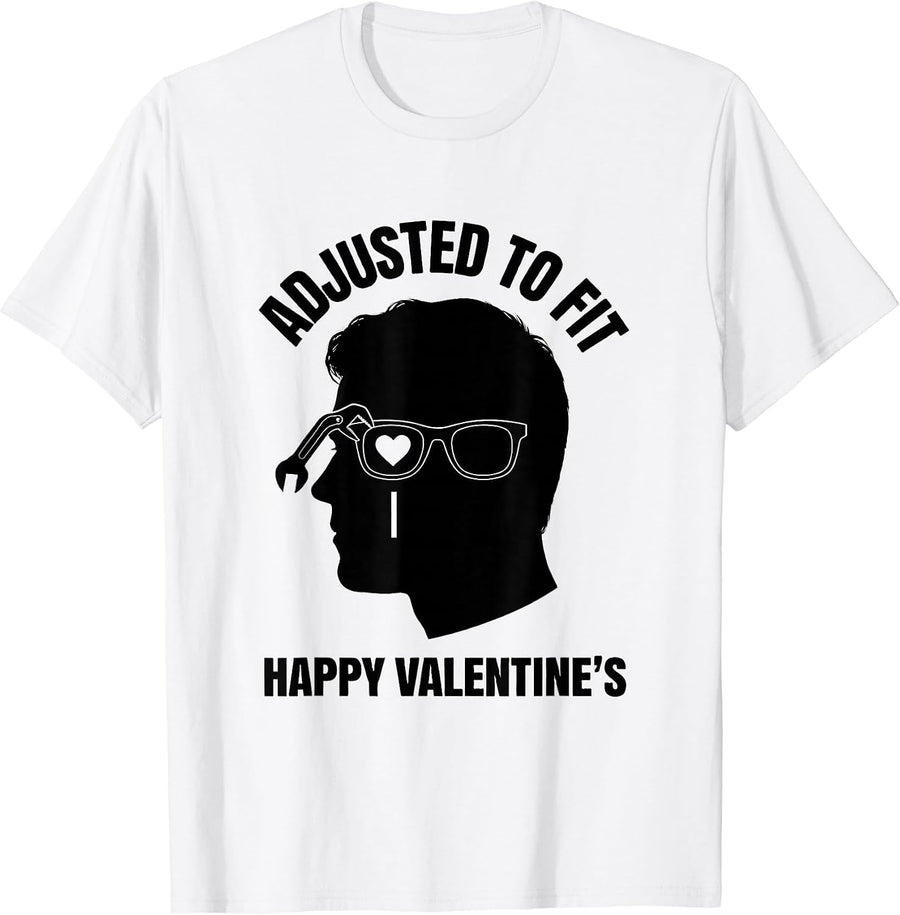 Men's Adjusted To Fit Happy Valentine's Optometrist Eye-Care Humor T-Shirt - White