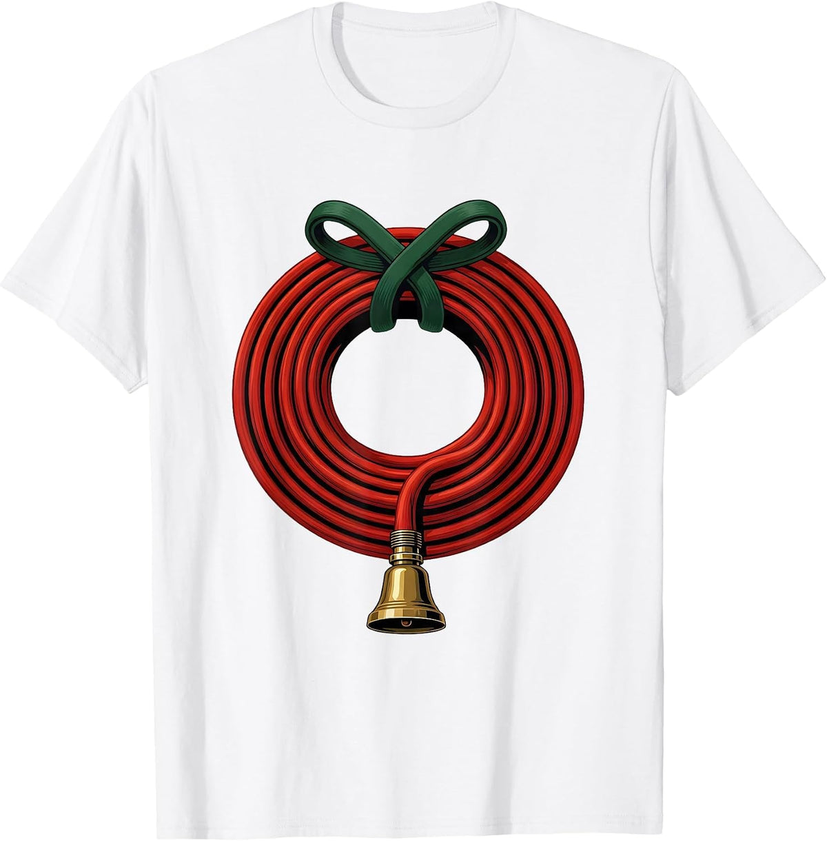 Men's Coiled Fire Hose Wreath Funny Firefighter Humor T-Shirt - White