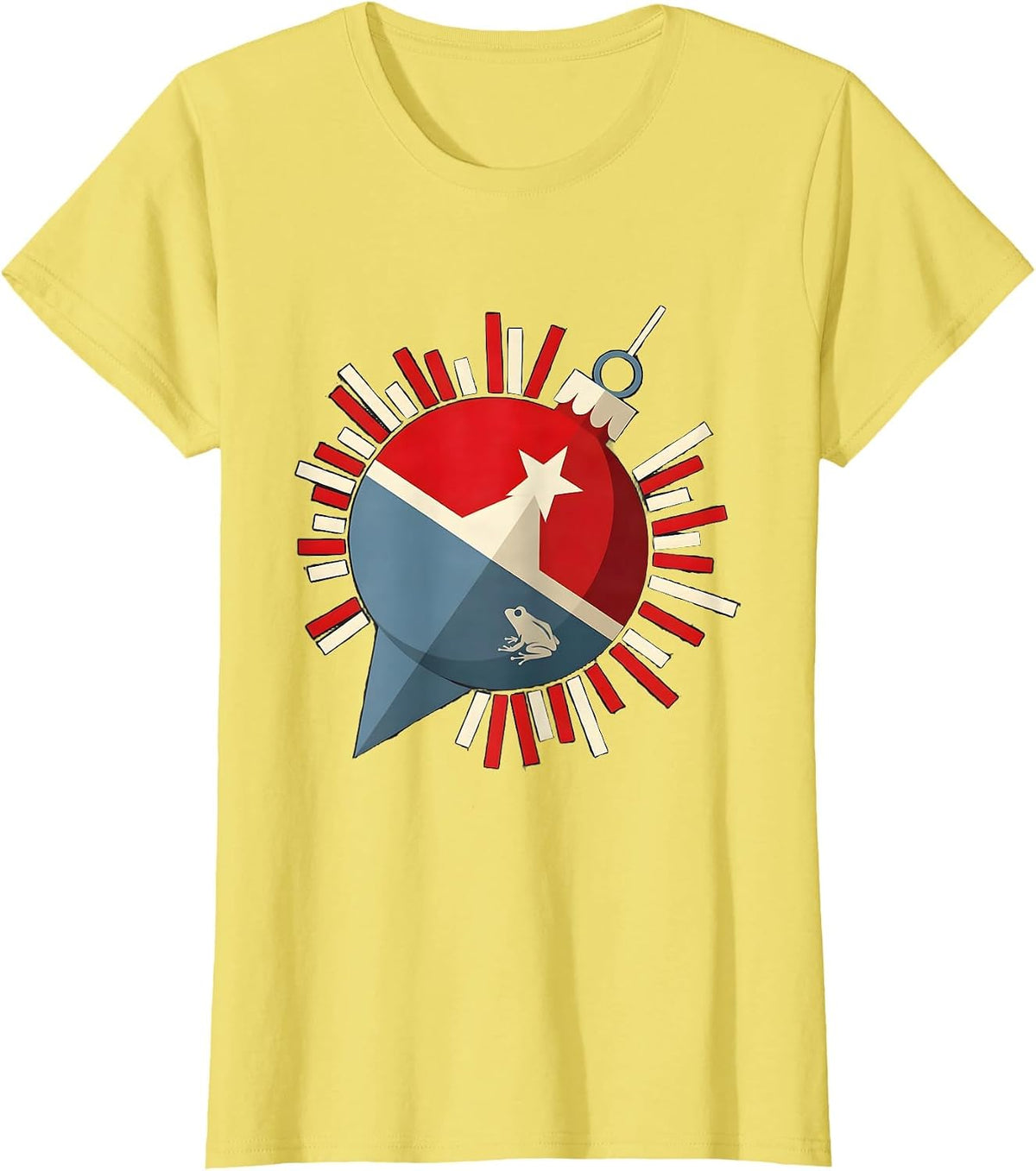 Puerto Rican Christmas Ornament Heritage Family Pride T-Shirt - Lemon Yellow