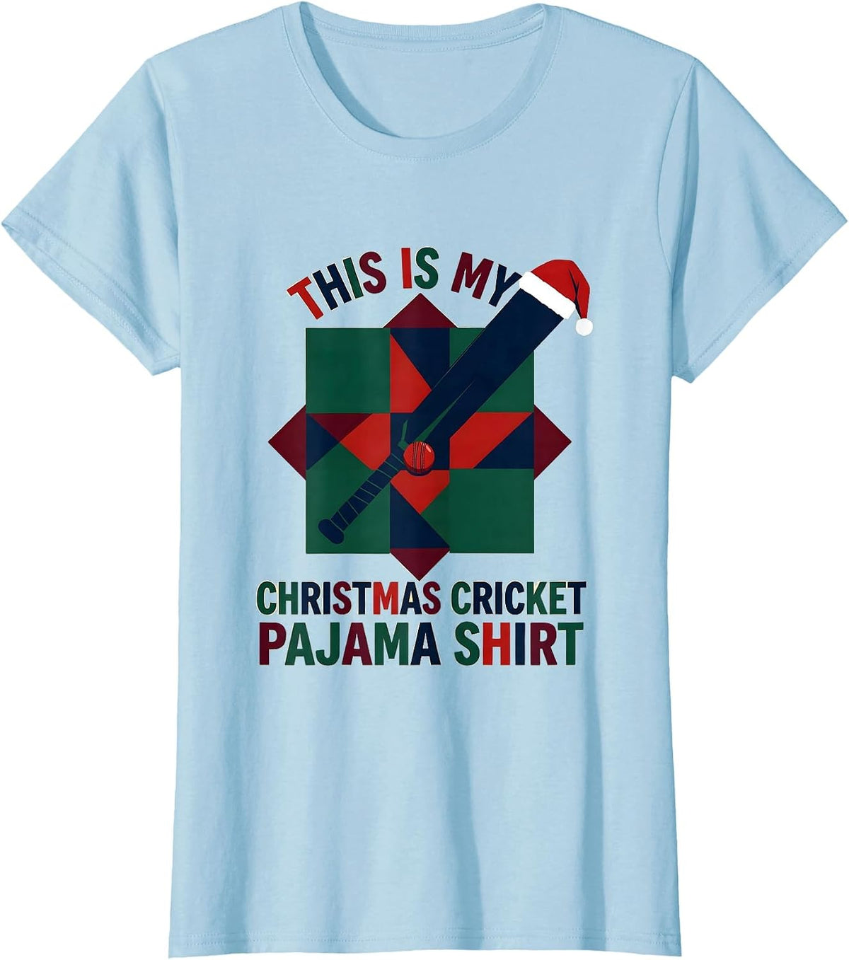 This Is My Christmas Cricket Pajama Shirt Novelty T-Shirt - Baby Blue