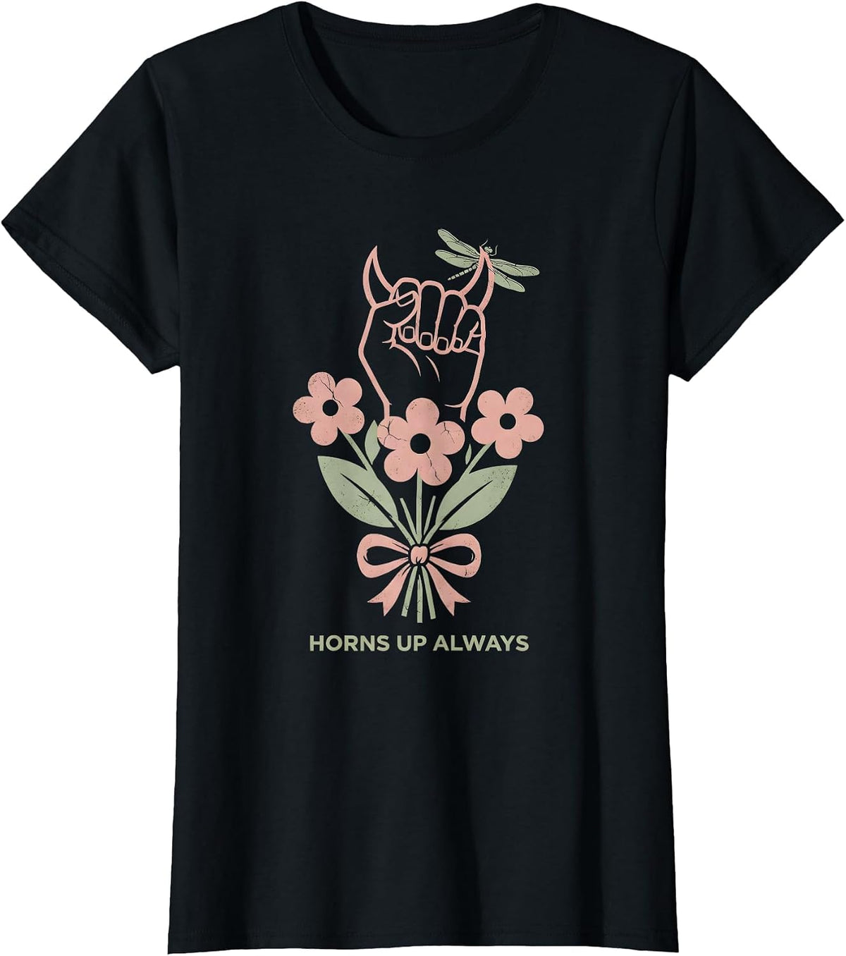 Horns Up Always Metal Band Graphic Design T-Shirt, Women, Black, 3X-Large - As Pictured
