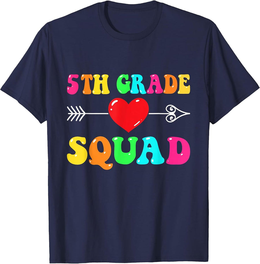 5th Grade Squad Welcome Back to School Teacher Student Team T-Shirt - Navy Blue