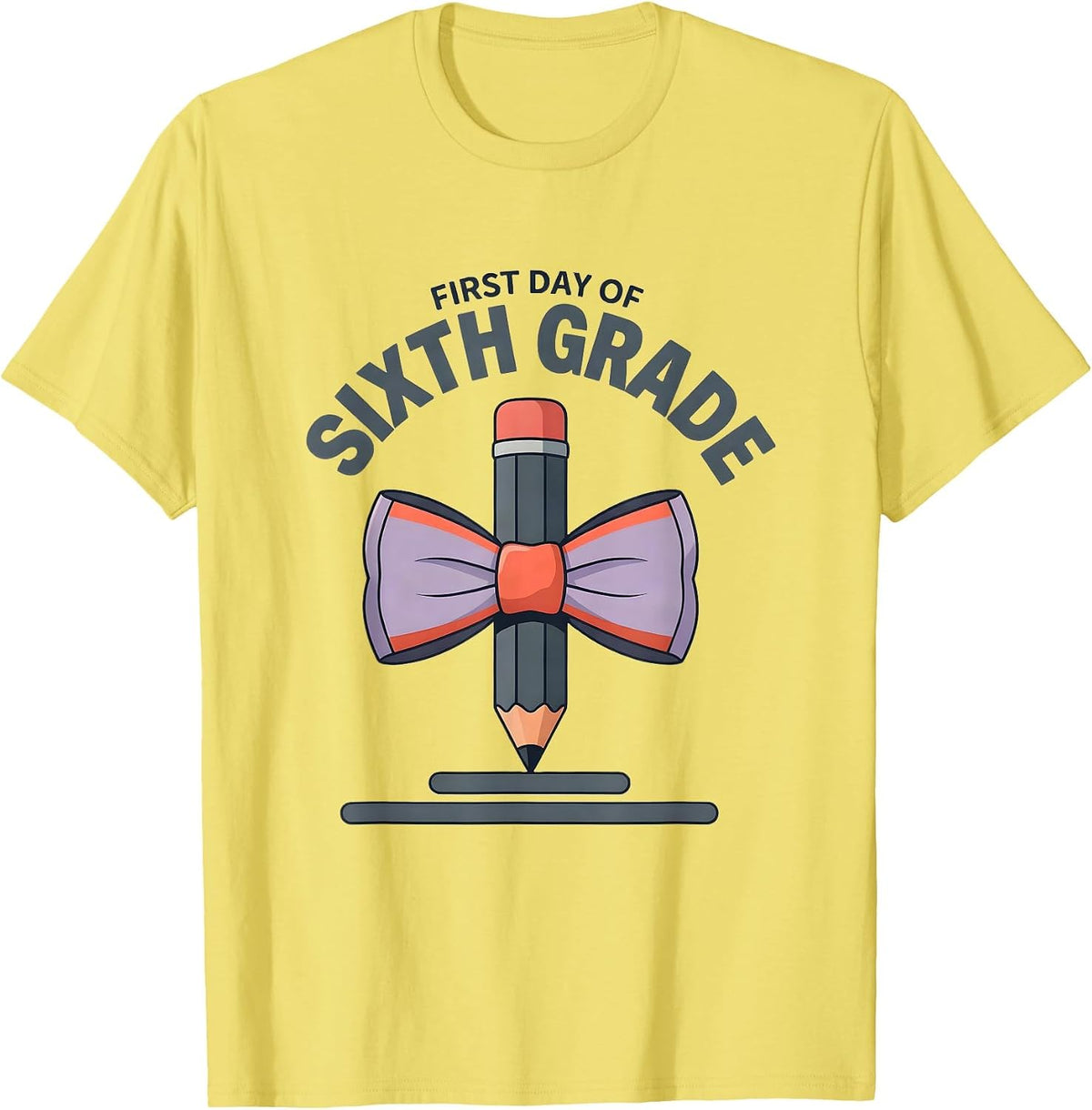 Men's First Day Of Sixth Grade Coquette Bow Back To School Gift T-Shirt - Lemon Yellow