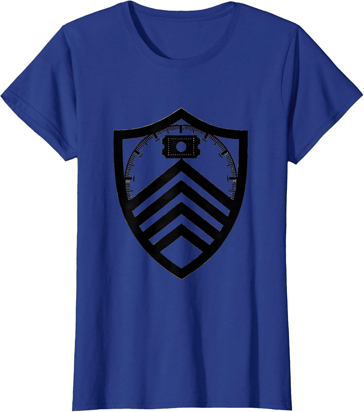 Women's Shield Seal Stencil Graphic Nerds IT Humor T-Shirt - Royal Blue