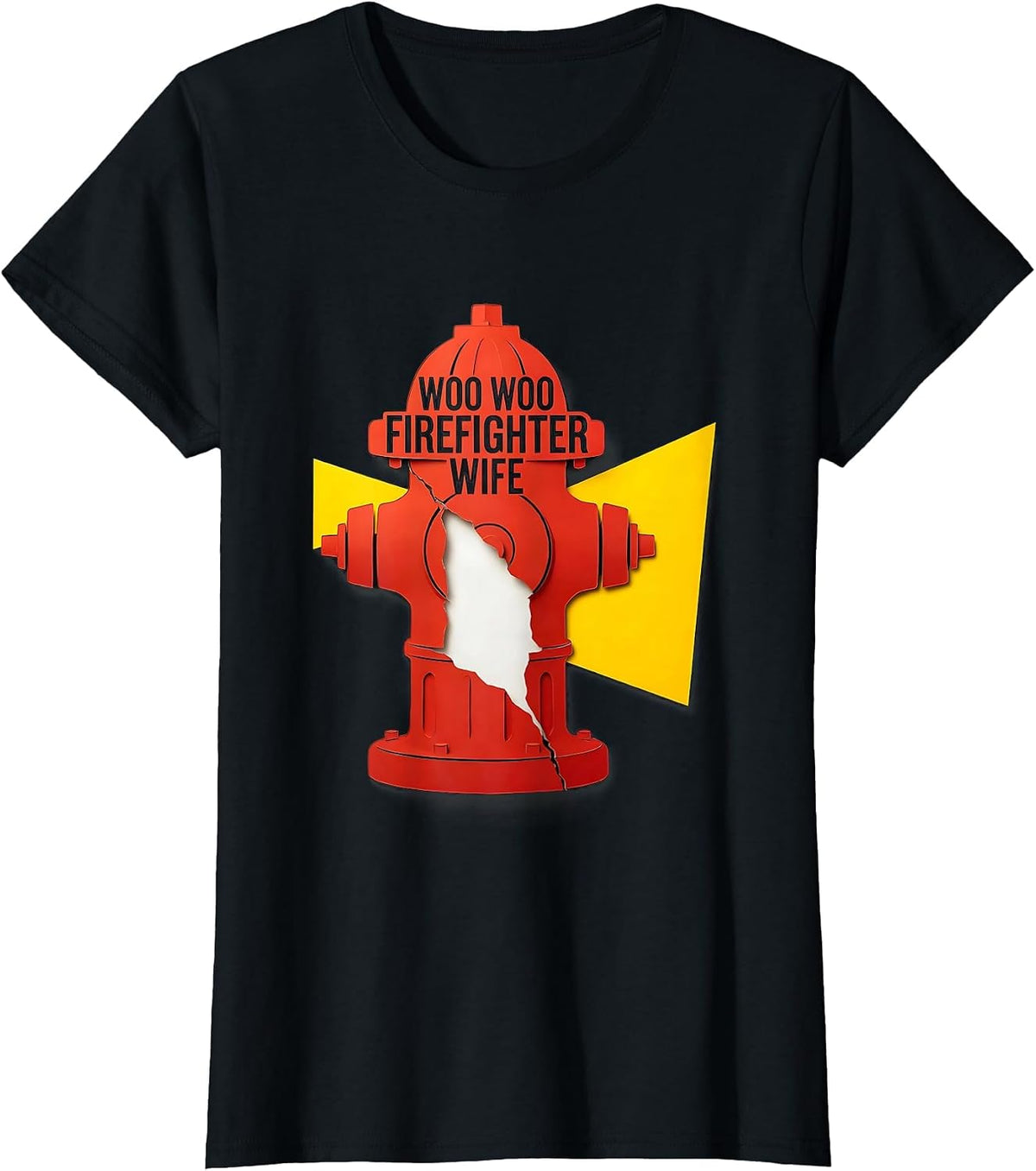 Woo Woo Firefighter Wife Funny Fire Dept Spouse Humor T-Shirt - Black