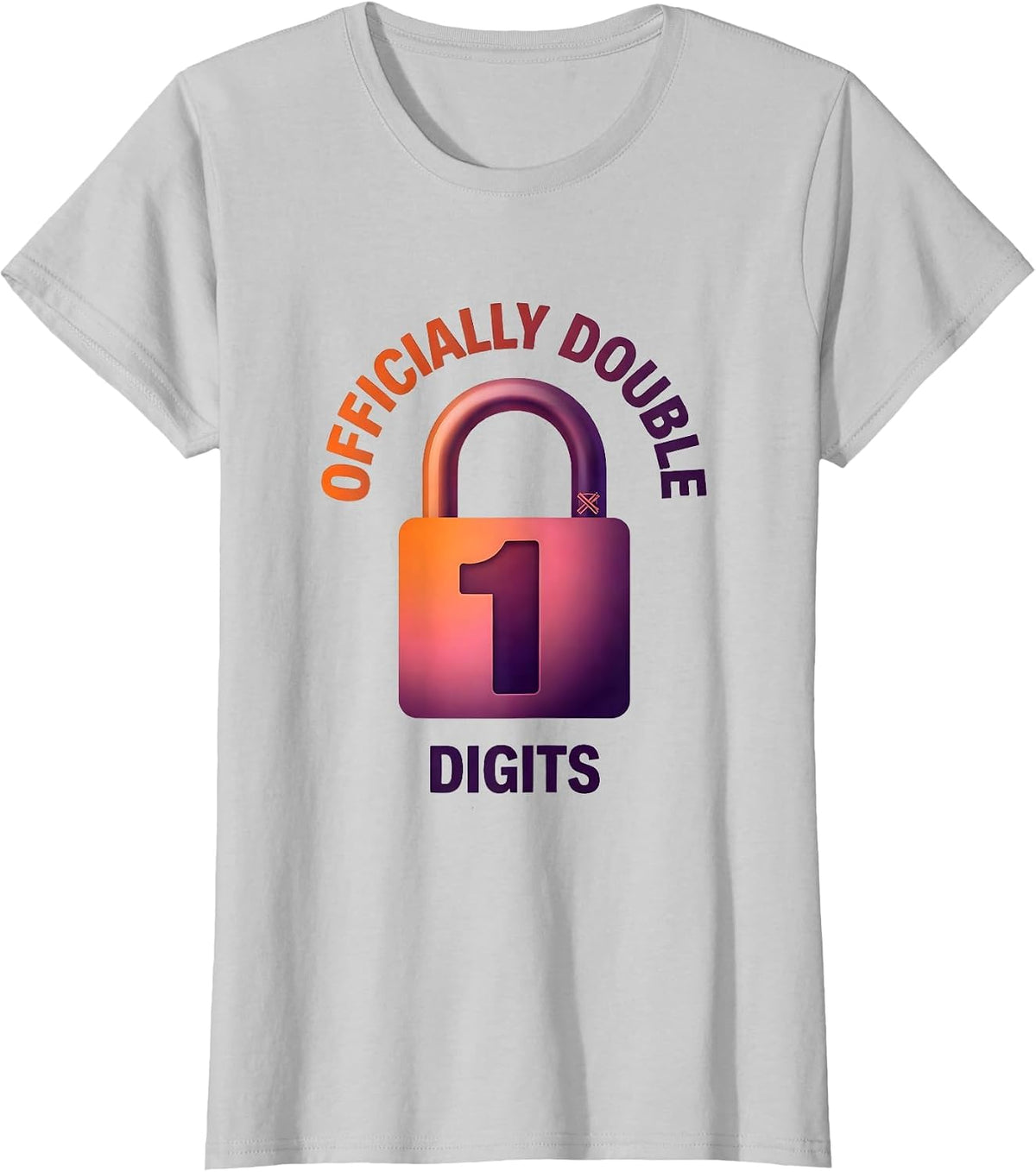 Women's Officially Double Digits Gradient Level Unlocked Gamer T-Shirt - Silver Grey