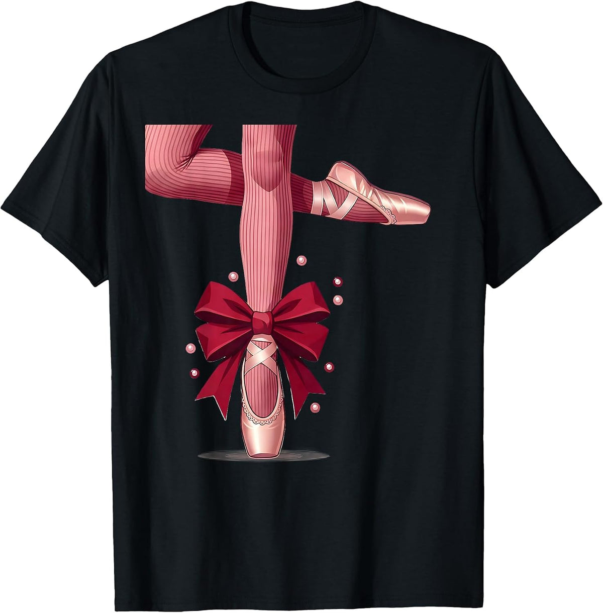 Men's Balletcore Arabesque Knit Tights Fall Dance Graphic T-Shirt - Black