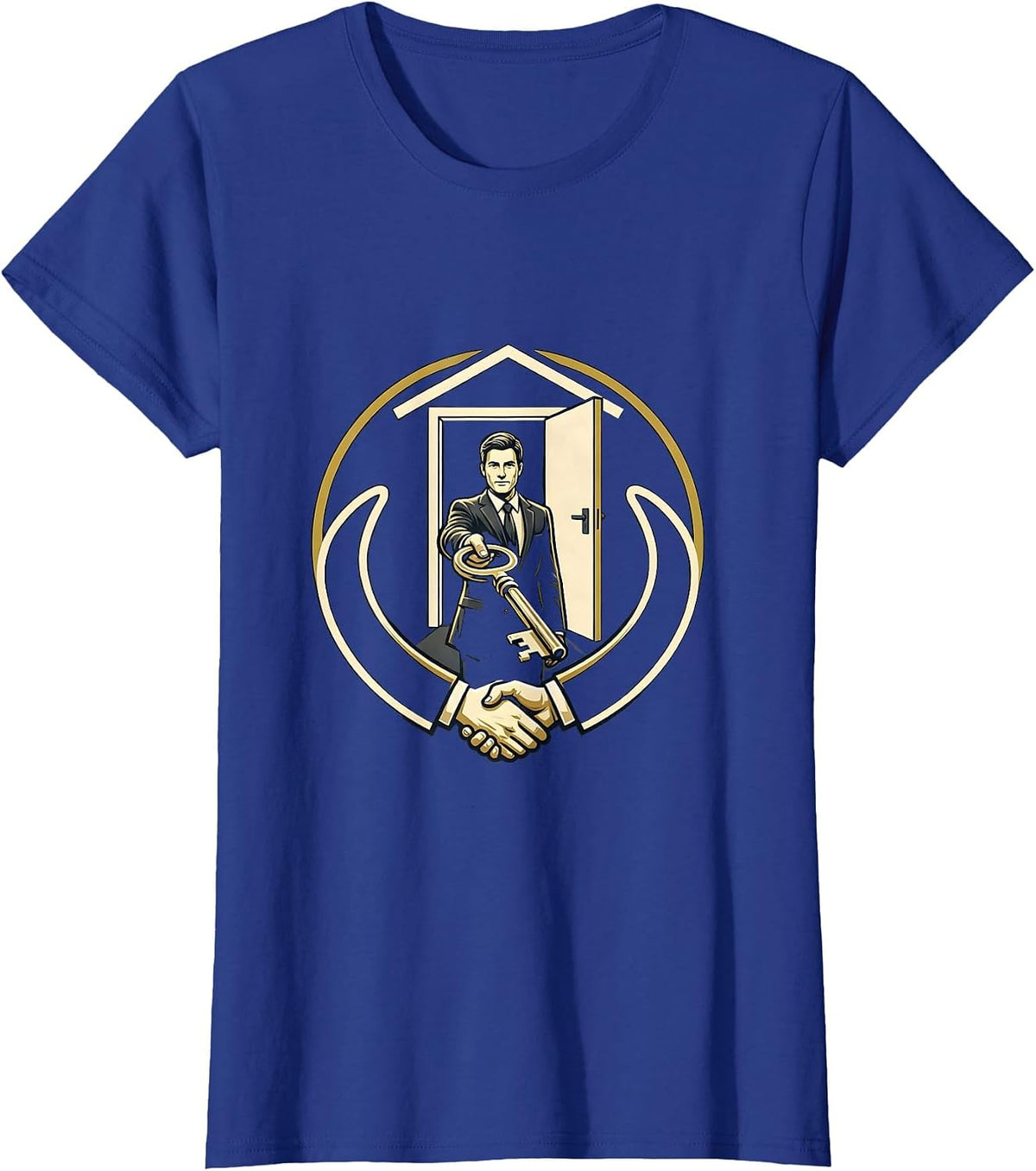 Women's Real Estate Agent House Key Emblem Realtor Gift T-Shirt - Royal Blue