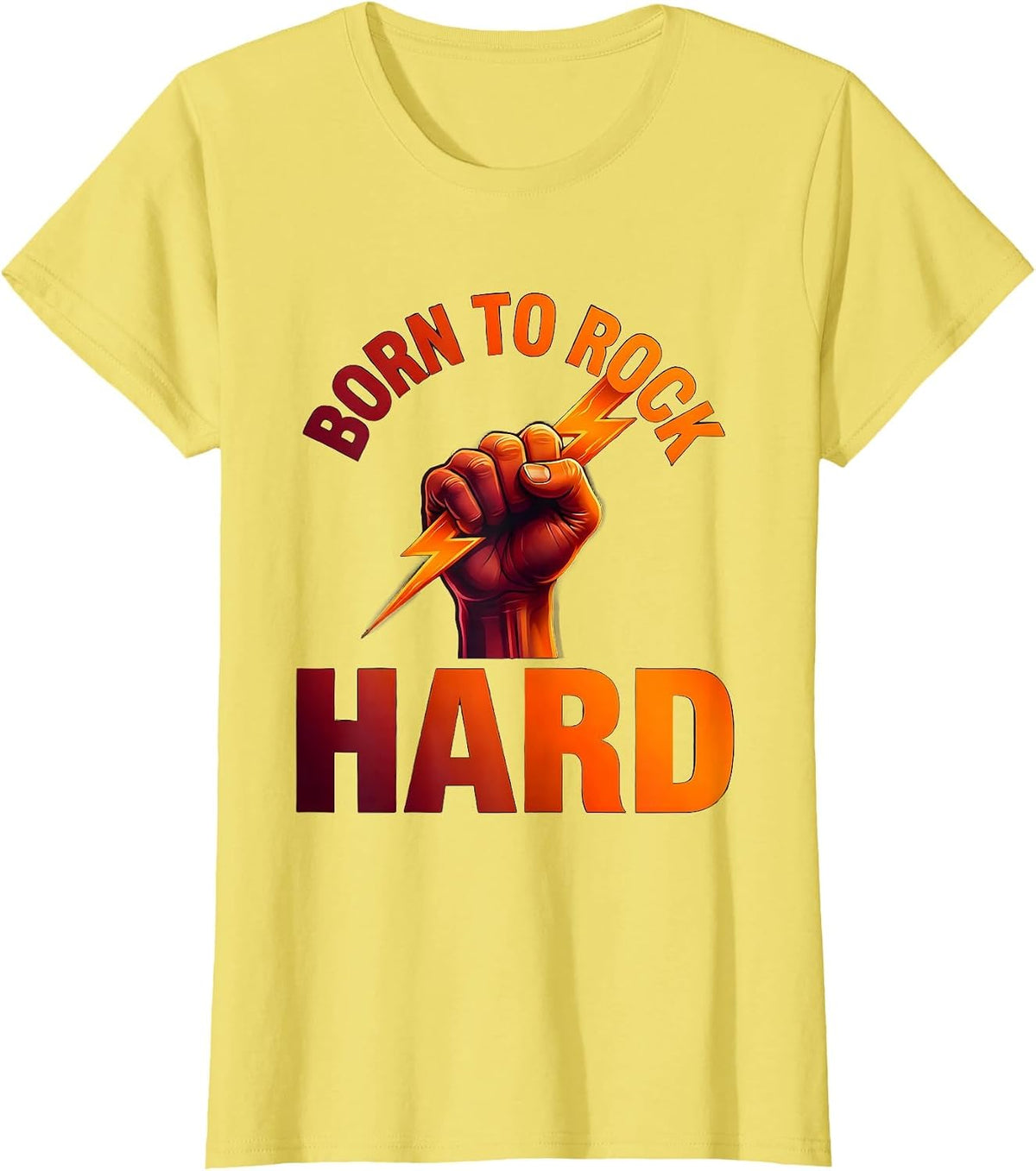 Born to Rock Hard Bold Rock Music Design T-Shirt - Lemon Yellow