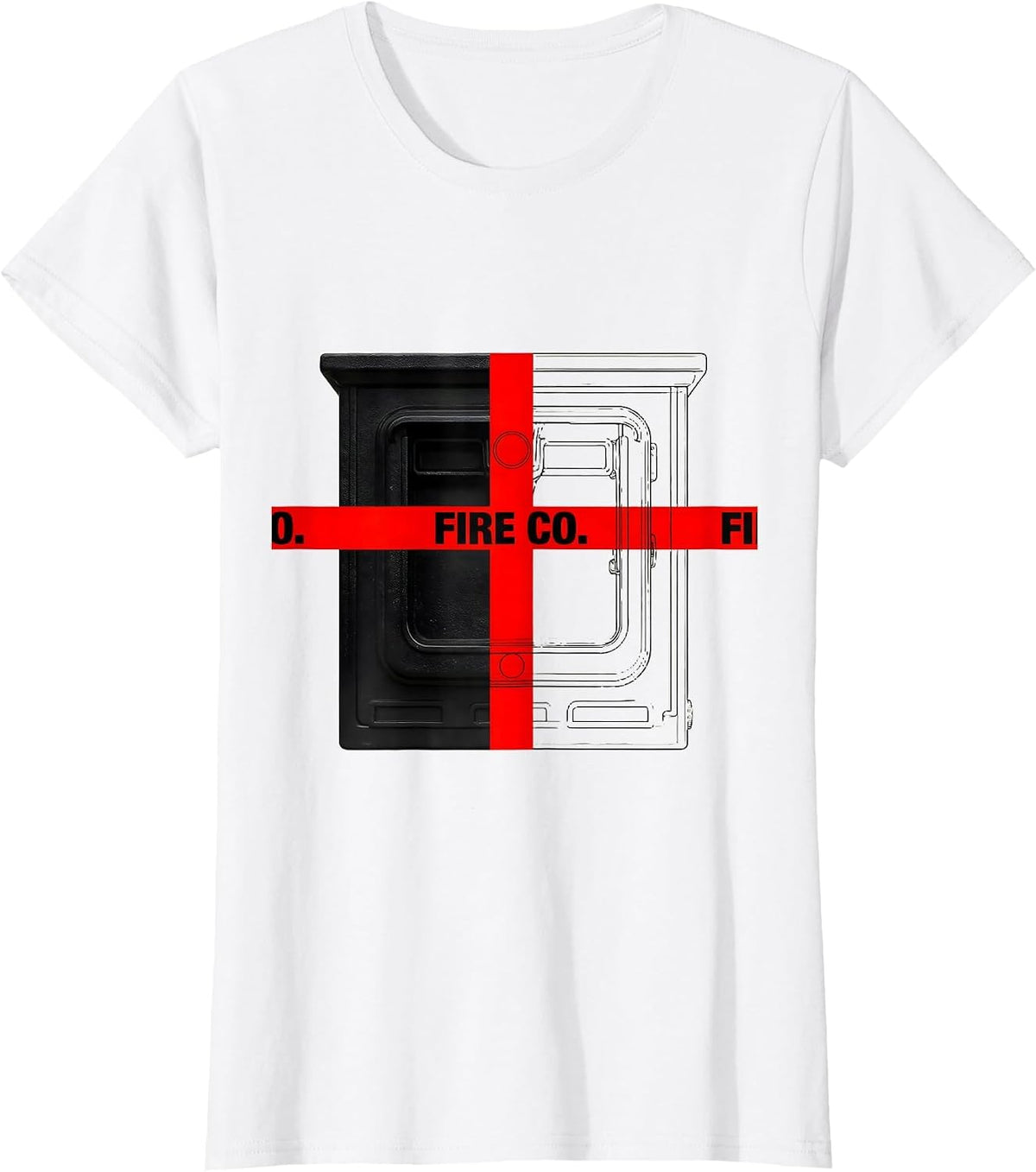 FIRE CO. Firefighter Department Pride Humor Thin Red Line T-Shirt - White