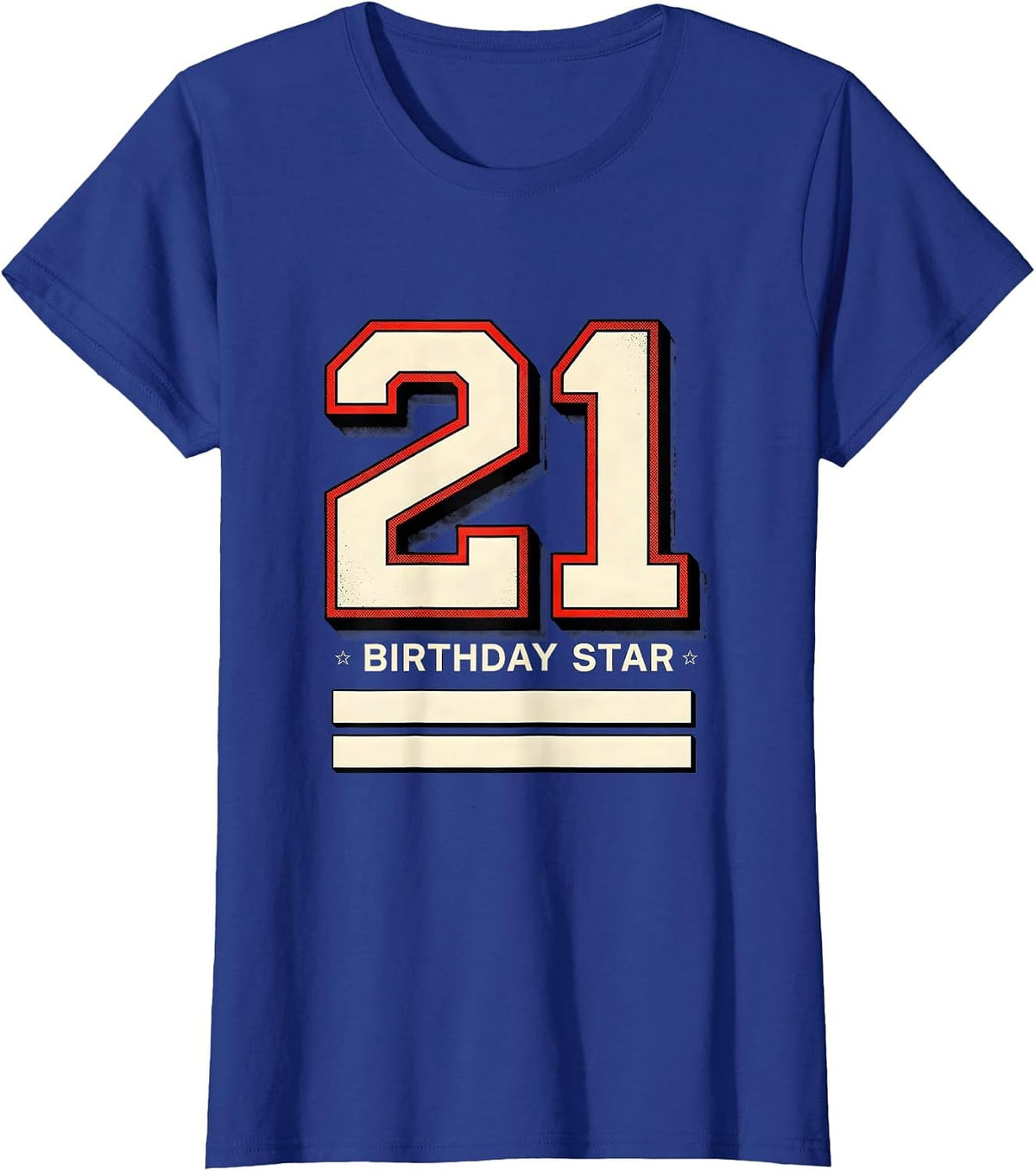 Women's Birthday Star 21 Sports Jersey Number Birthday Milestone T-Shirt - Royal Blue
