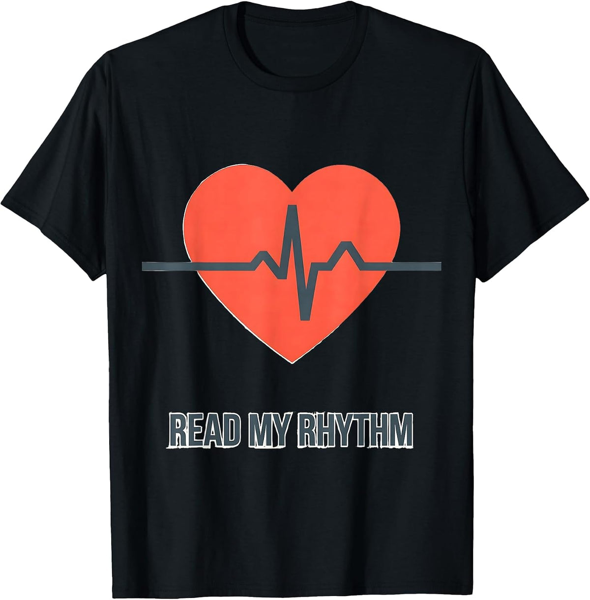 Men's Read My Rhythm Funny Nurse EKG Cardiology Medical Humor T-Shirt - Black