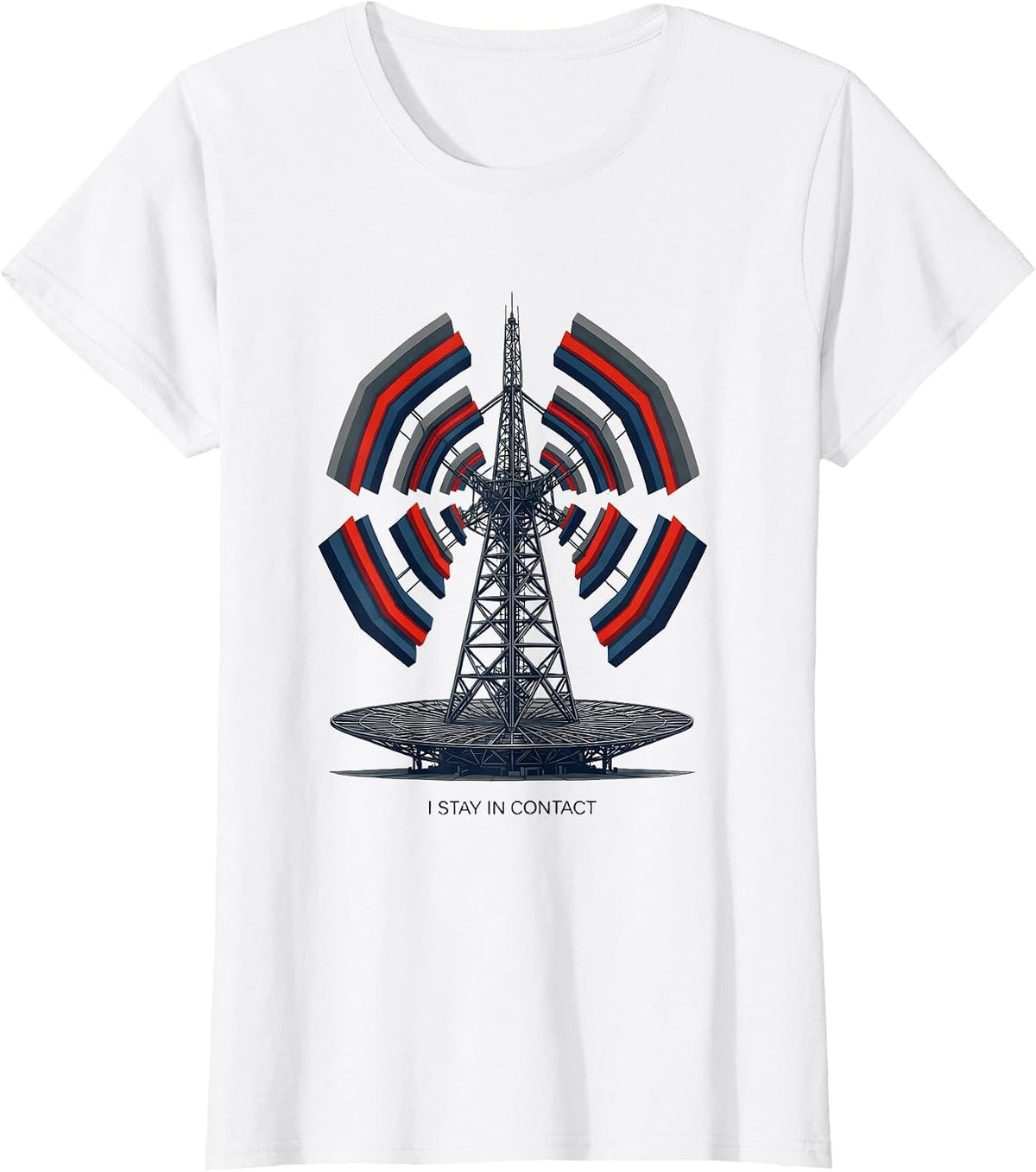 I Stay In Contact Geometric Ham Radio Operator Hobby Pride T-Shirt - White