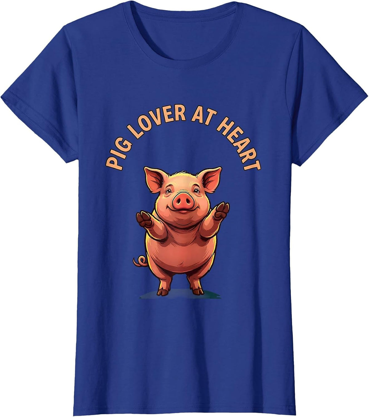 Women's Pig Lover At Heart Funny Farm Animal Lover Gift T-Shirt - Royal Blue