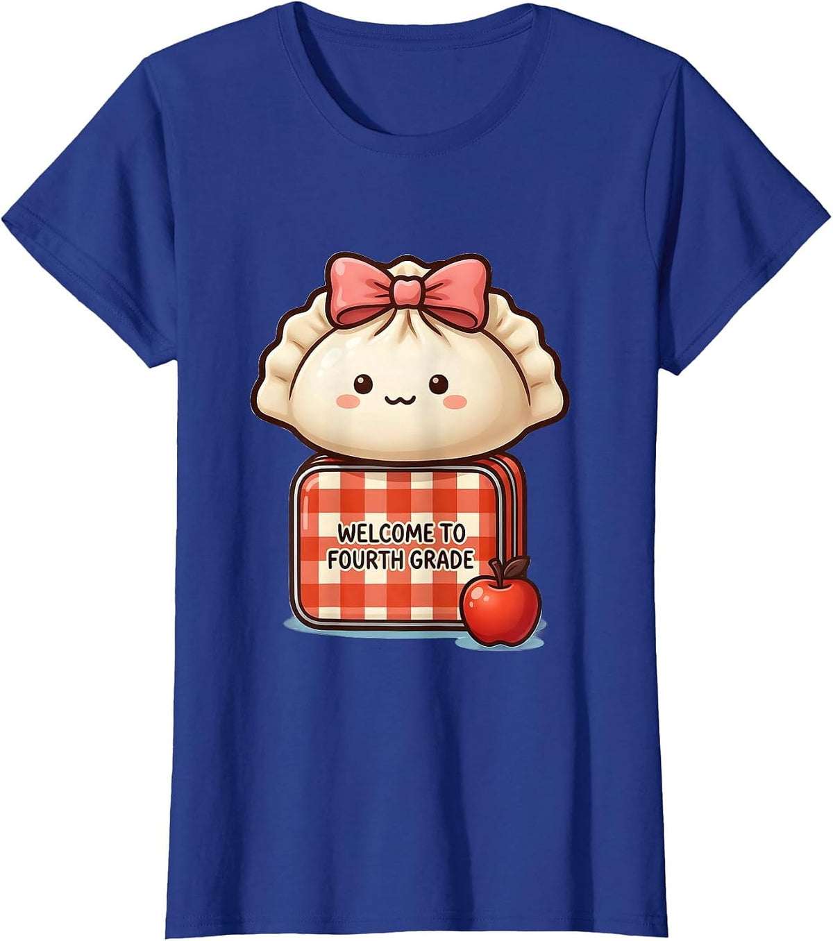 Women's Welcome to Fourth Grade Cute Dumpling Girl First Day T-Shirt - Royal Blue