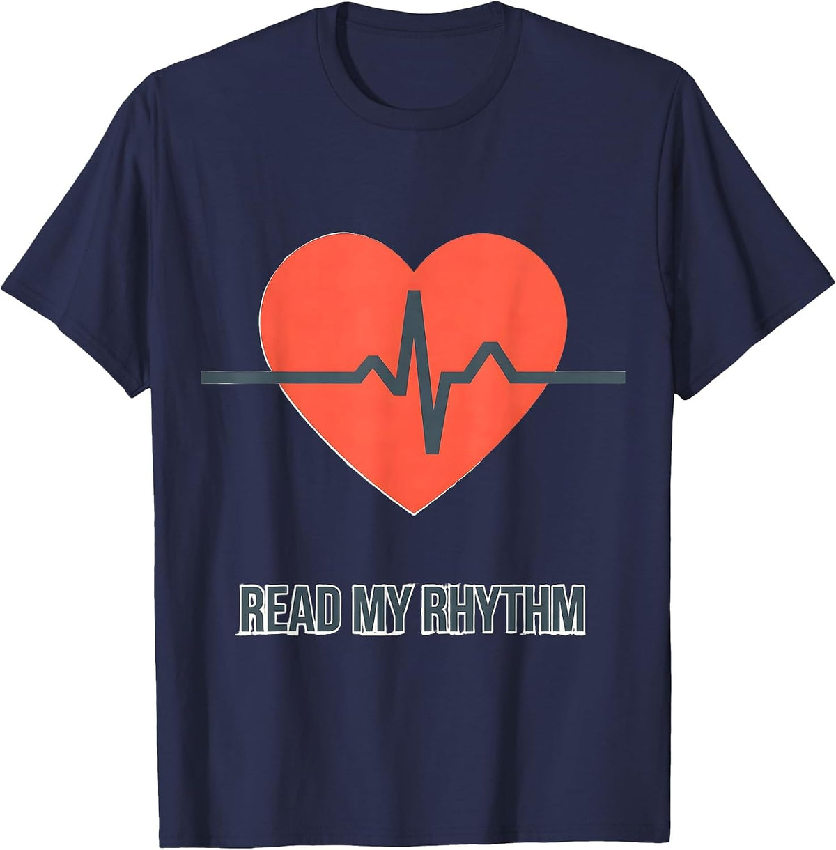 Men's Read My Rhythm Funny Nurse EKG Cardiology Medical Humor T-Shirt - Navy Blue