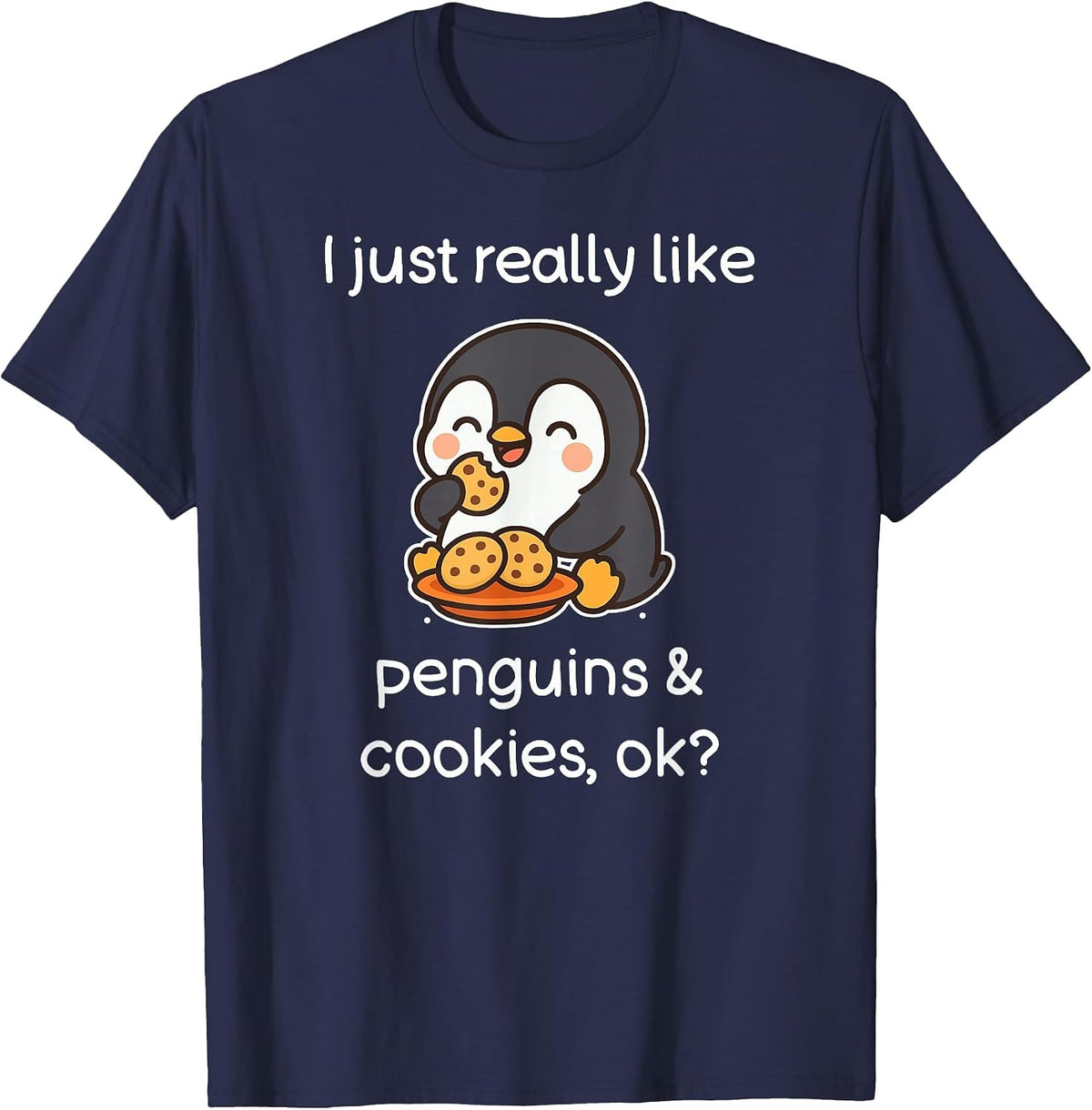 Funny Cookies Penguin Shirt Cookies and Penguins T-Shirt - Navy Blue