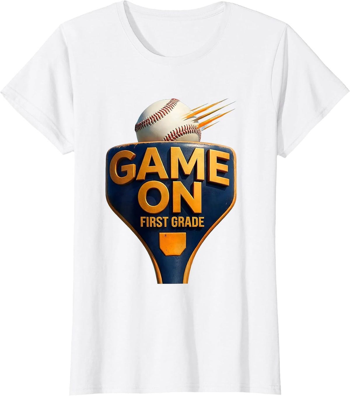 Women's Game On First Grade Playful Youth Back To School Baseball T-Shirt - White